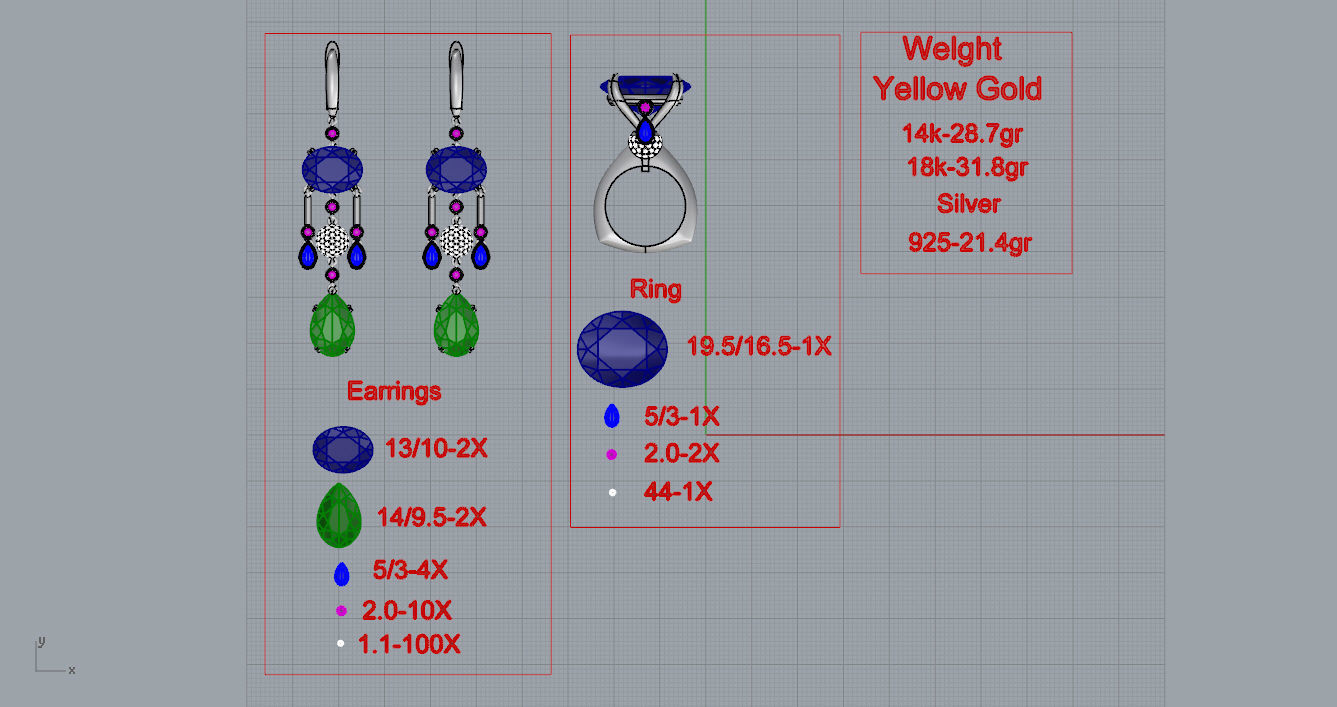 Ring and Earrings  3D print model_18