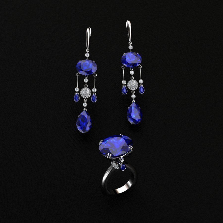 Ring and Earrings  3D print model_2