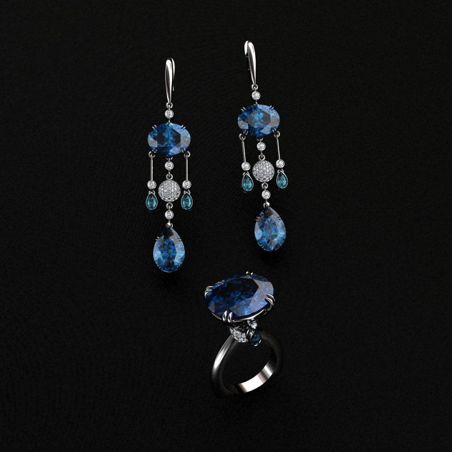 Ring and Earrings  3D print model_4