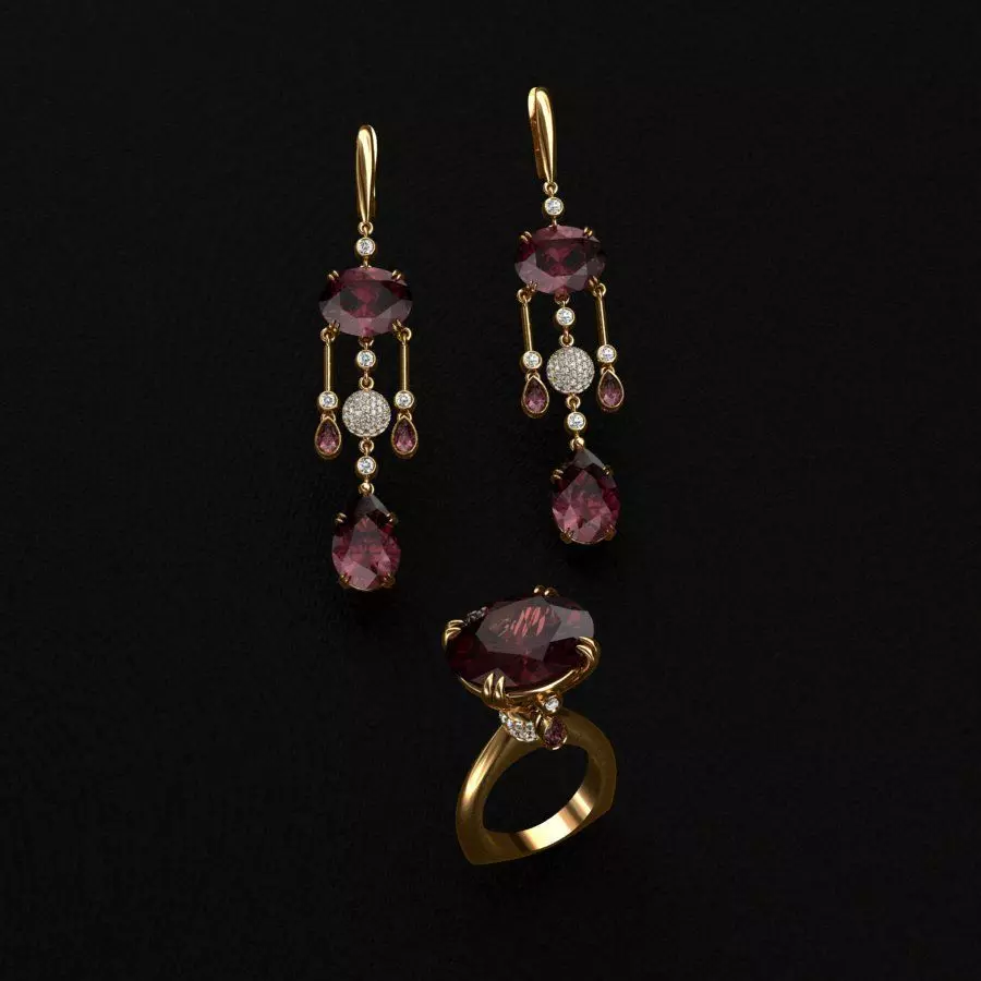 Ring and Earrings  3D print model_0