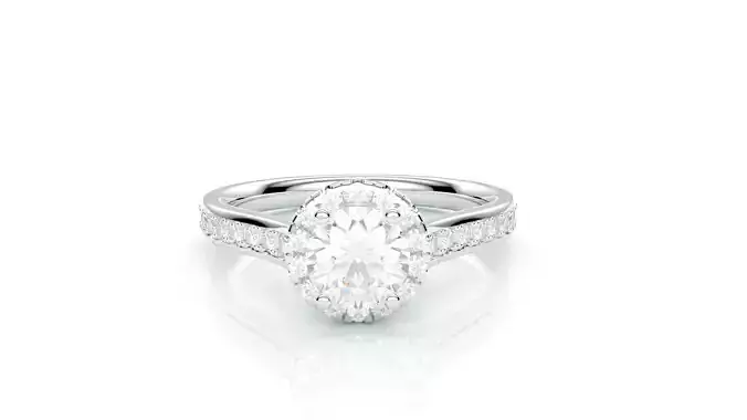 Engagement Solitaire Ring Round Accent Stone 14