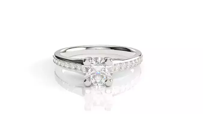 Engagement Solitaire Ring Round Accent Stone 15