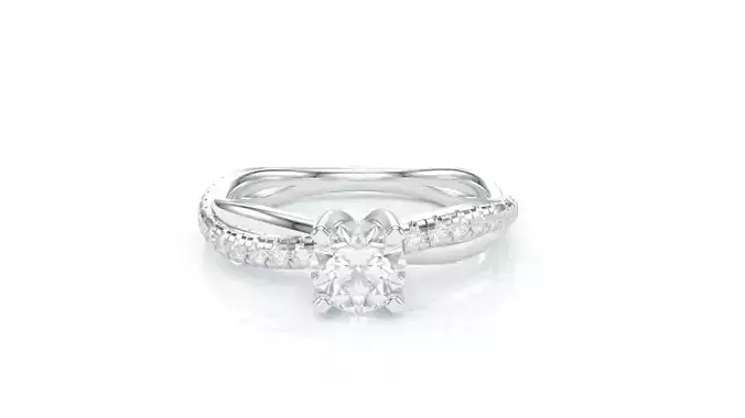 Engagement Solitaire Ring Round Accent Stone 16
