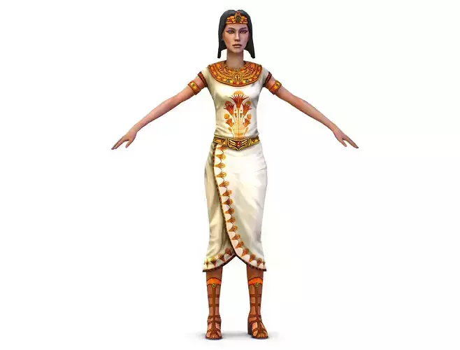 Young Girl dressed Egyptian Priestess Aphrodite Low-poly 3D model