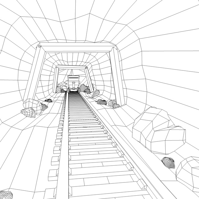 Low poly mine train in Low-poly 3D model_9