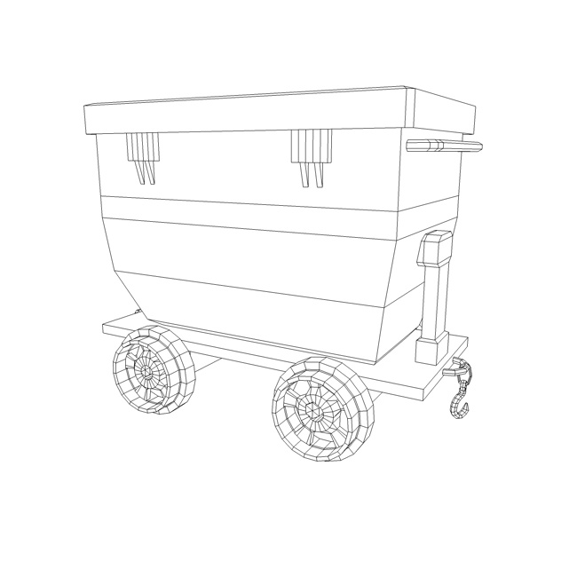 Low poly mine train in Low-poly 3D model_7