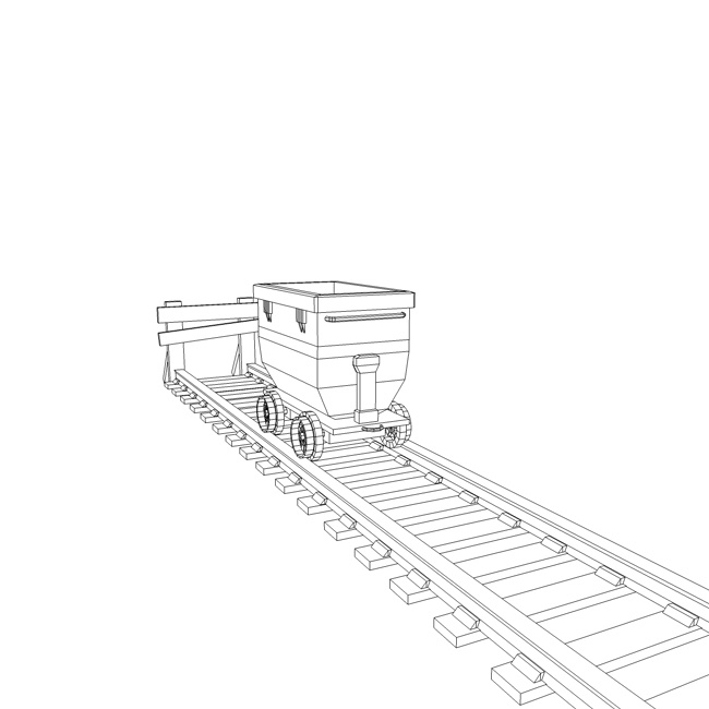 Low poly mine train in Low-poly 3D model_6