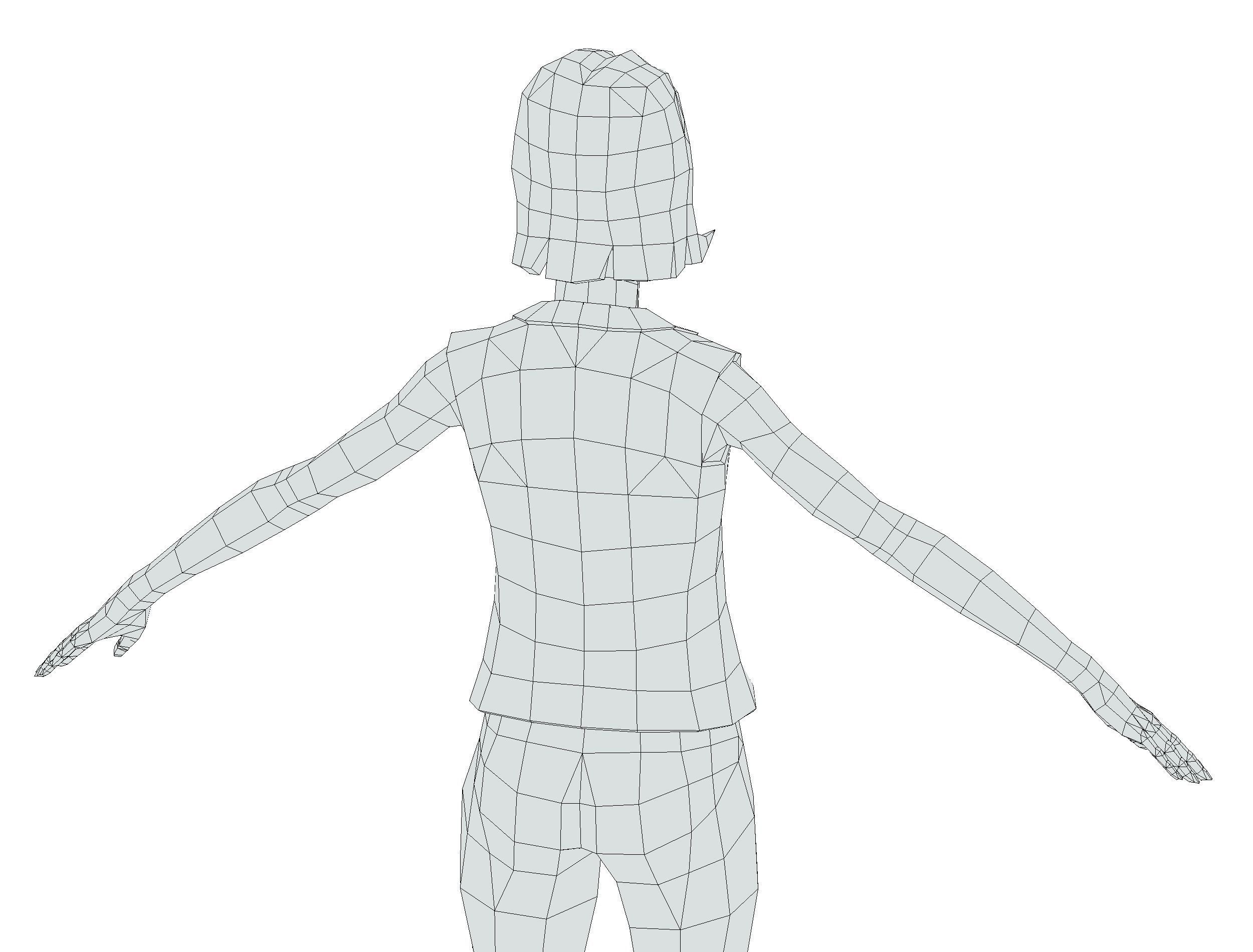 A young girl in In jeans and a vest Low-poly 3D model_23