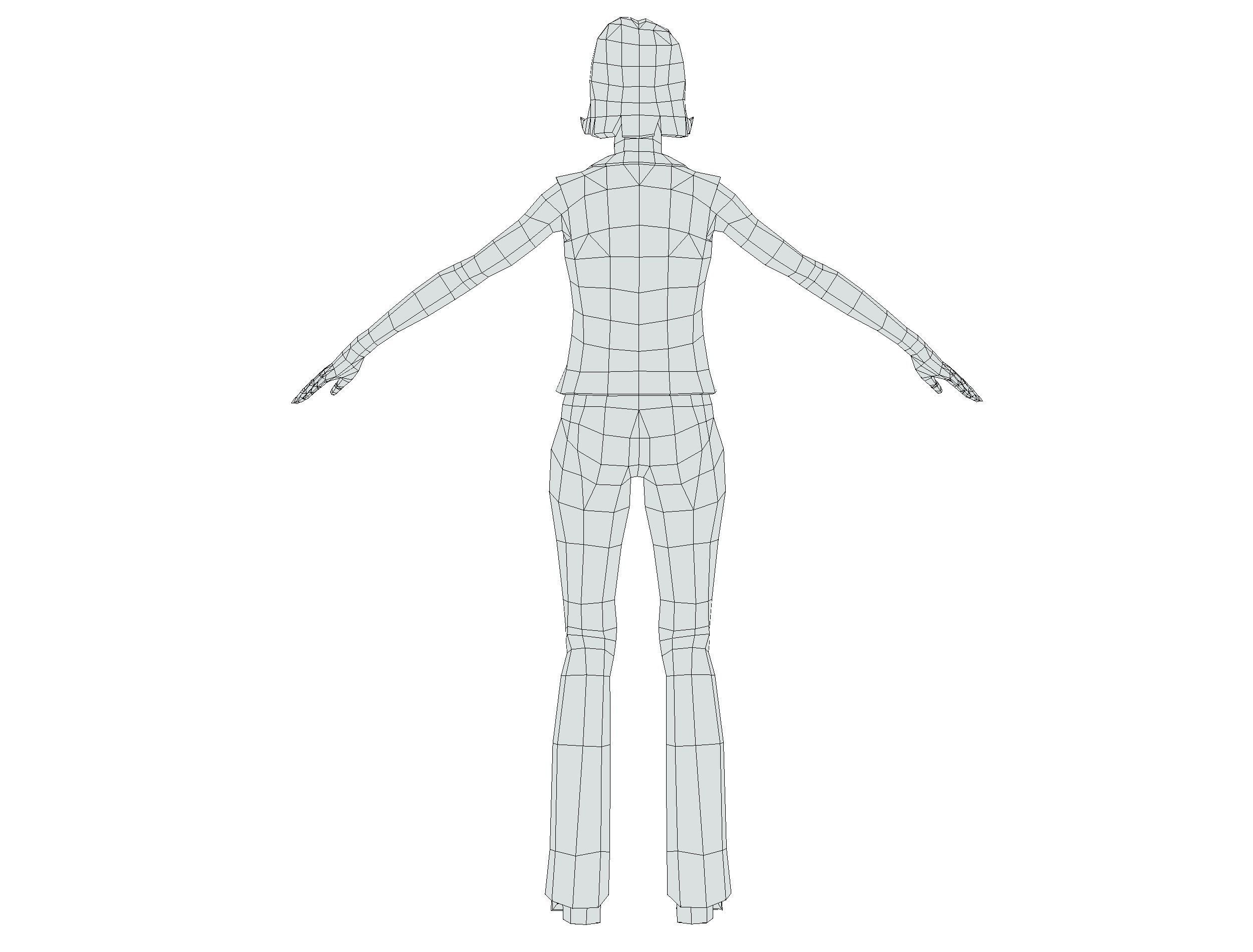 A young girl in In jeans and a vest Low-poly 3D model_19