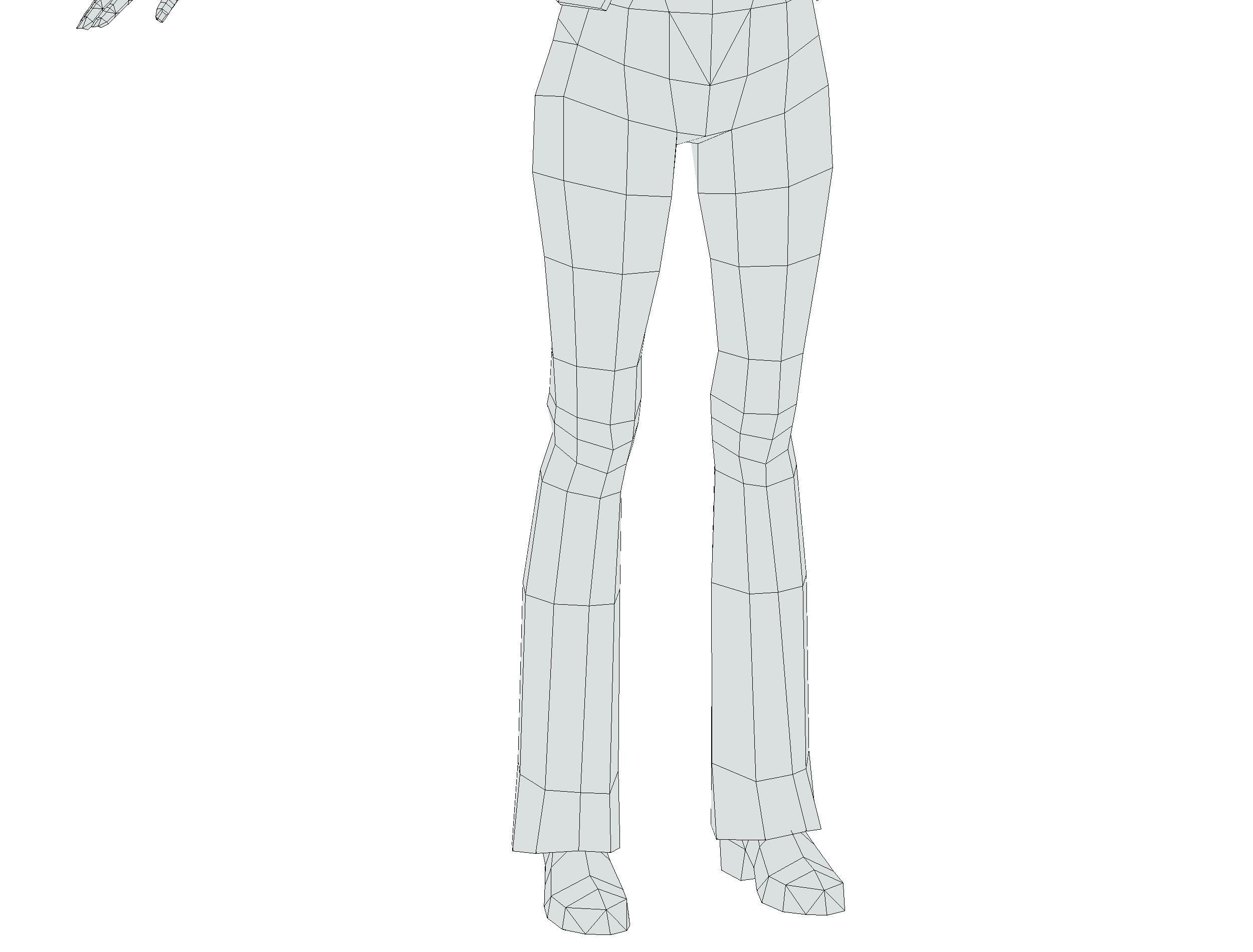 A young girl in In jeans and a vest Low-poly 3D model_21