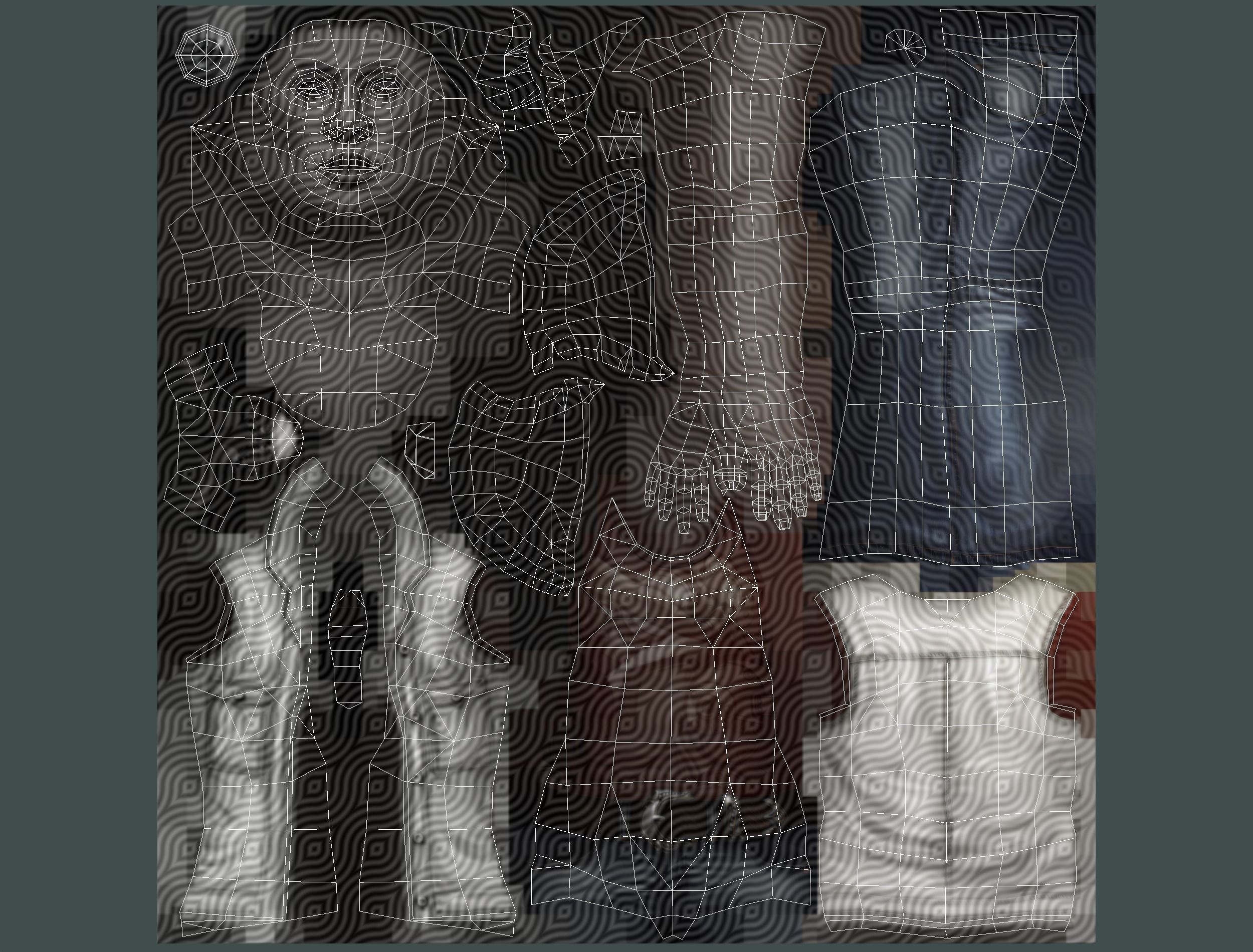 A young girl in In jeans and a vest Low-poly 3D model_24