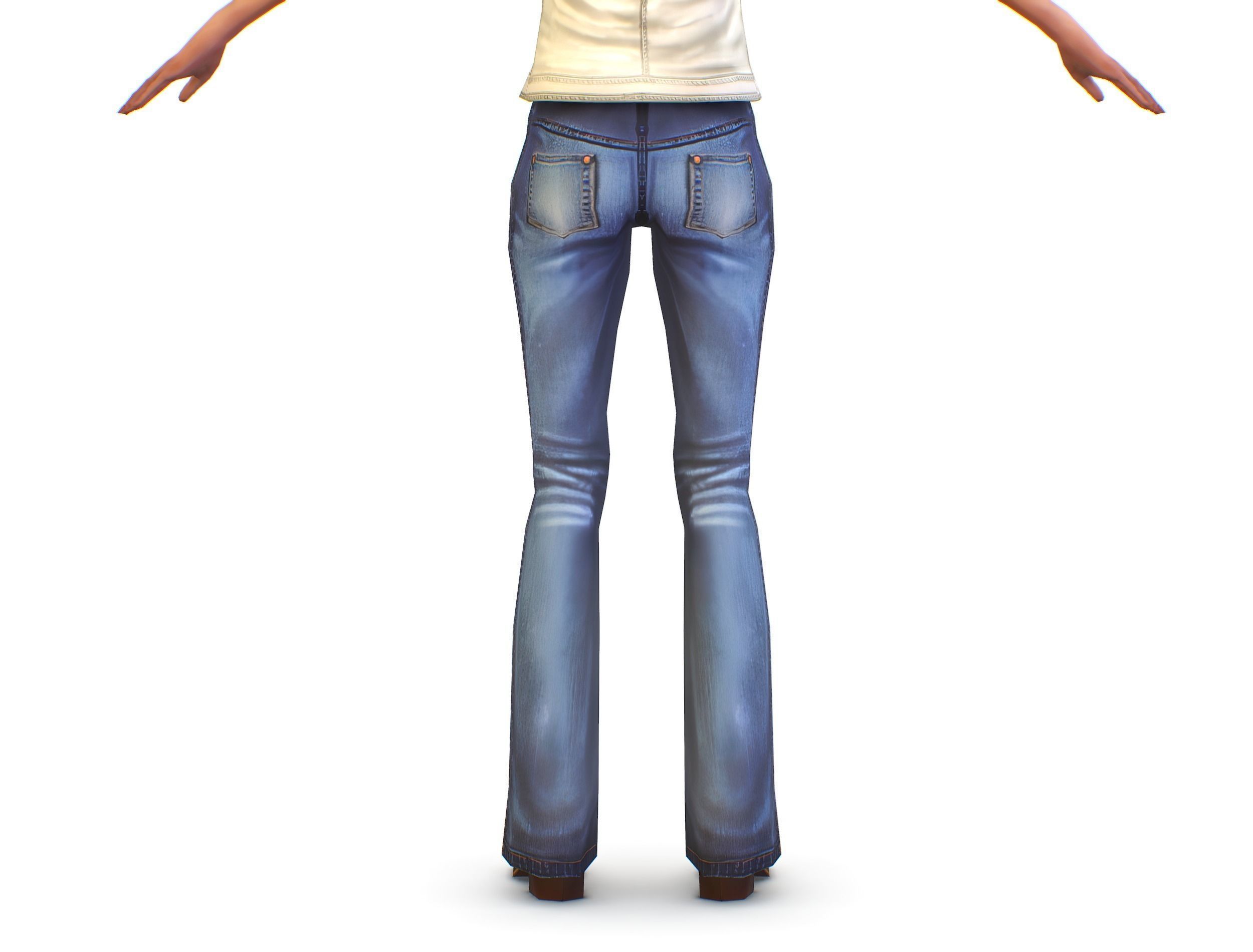 A young girl in In jeans and a vest Low-poly 3D model_16