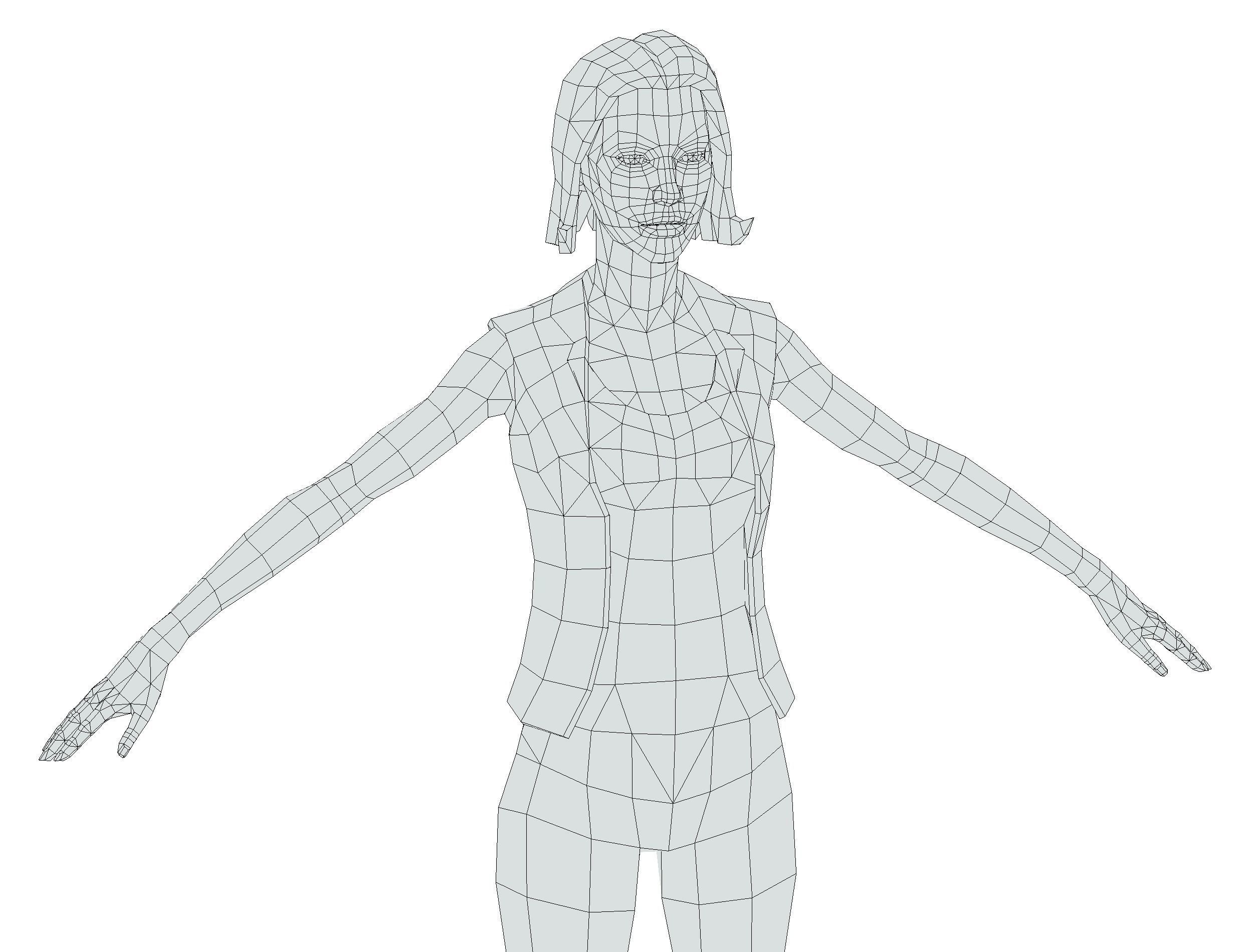 A young girl in In jeans and a vest Low-poly 3D model_20