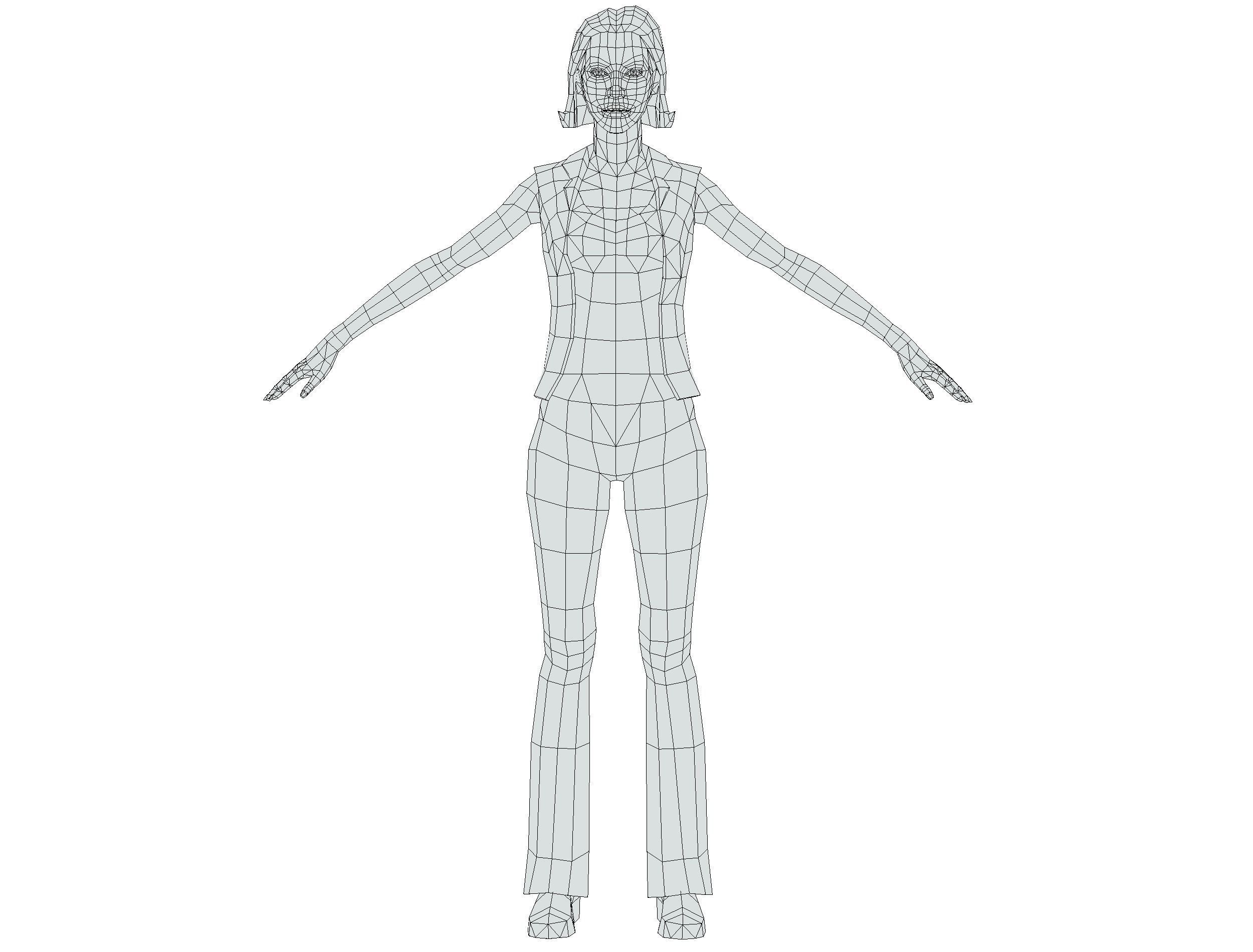 A young girl in In jeans and a vest Low-poly 3D model_18