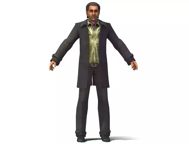 man with a vest trouser and black coat