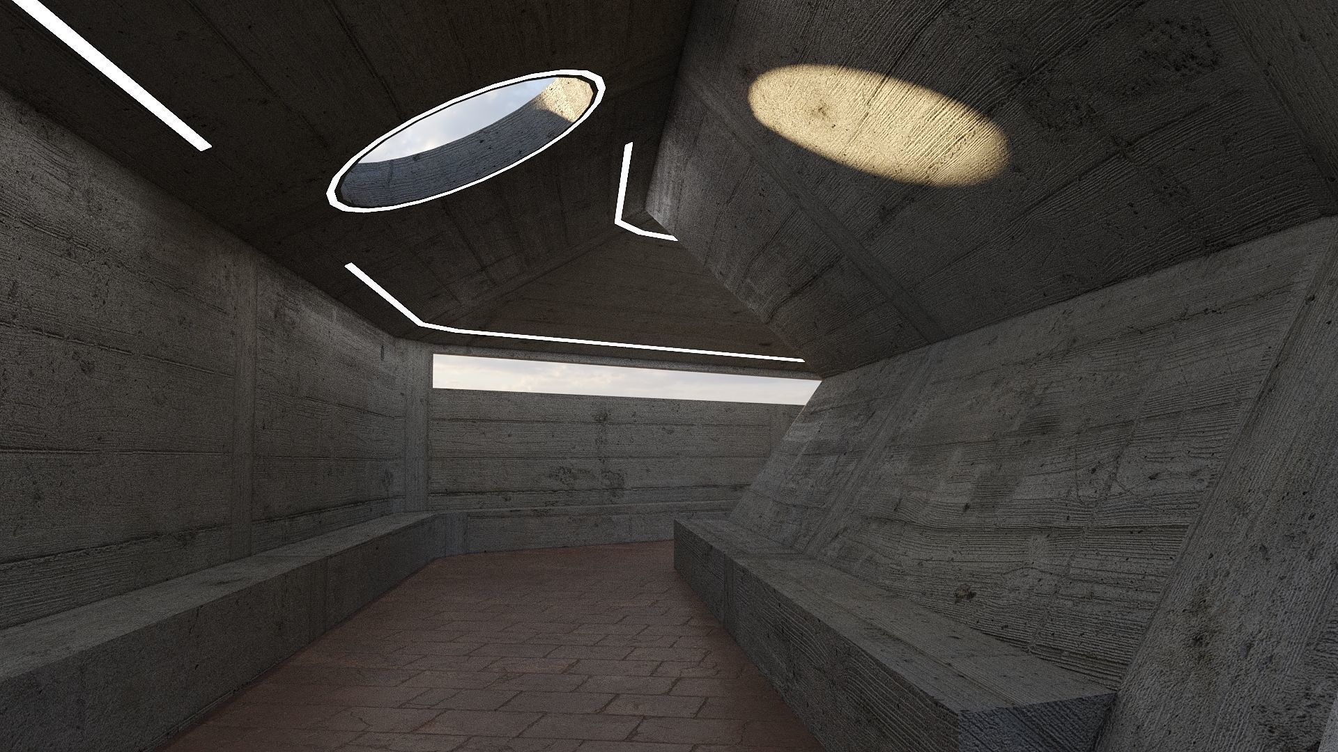 Modern Concrete Resting Area Low-poly 3D model_14