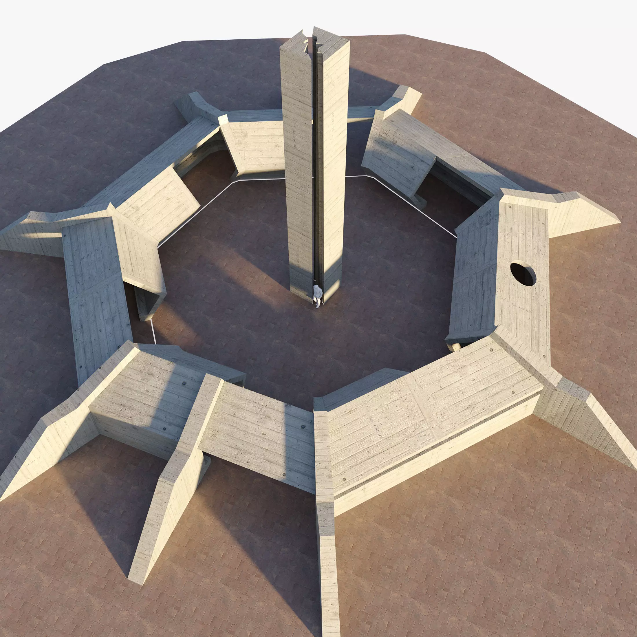 Modern Concrete Resting Area Low-poly 3D model_0