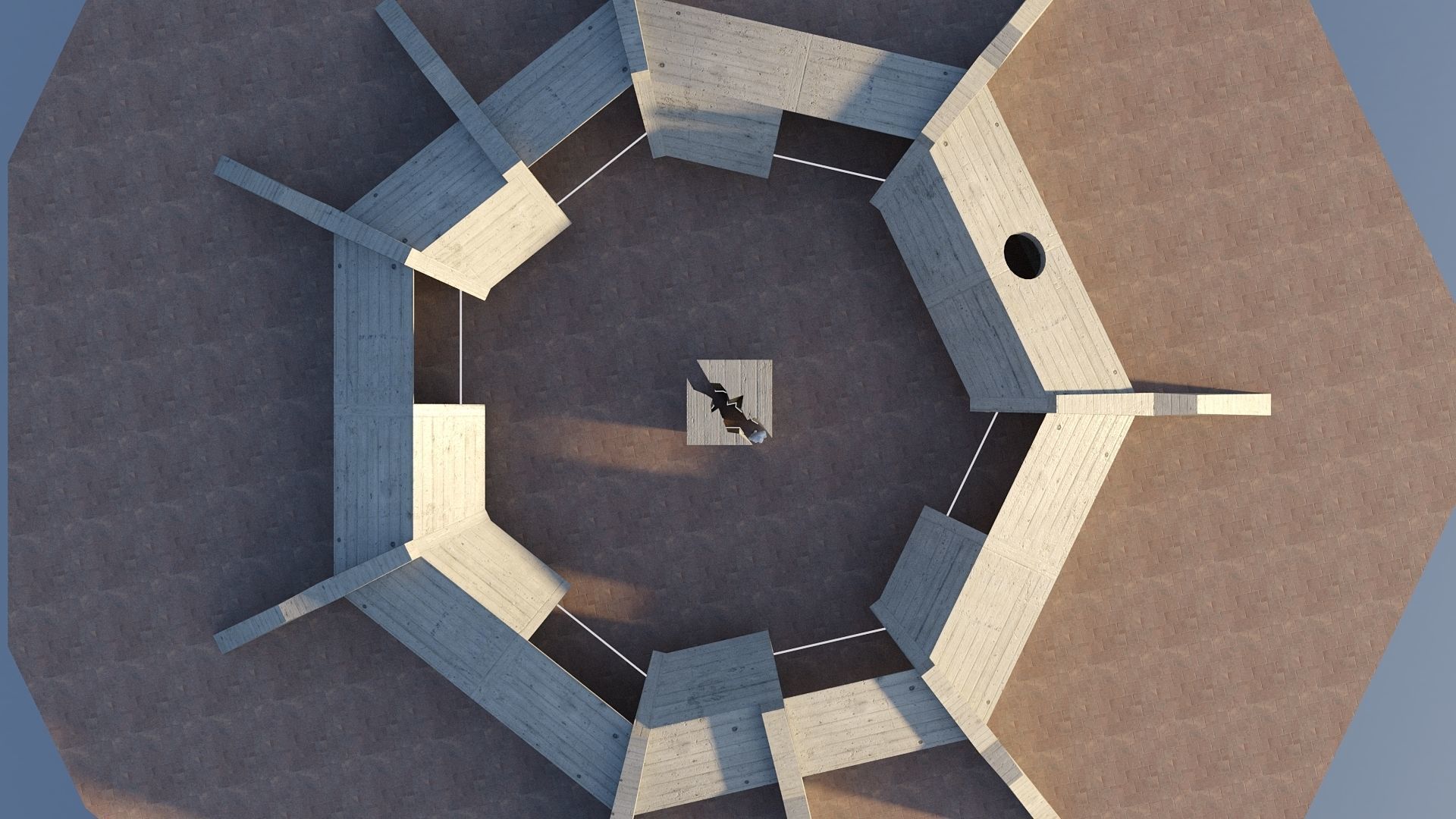 Modern Concrete Resting Area Low-poly 3D model_6