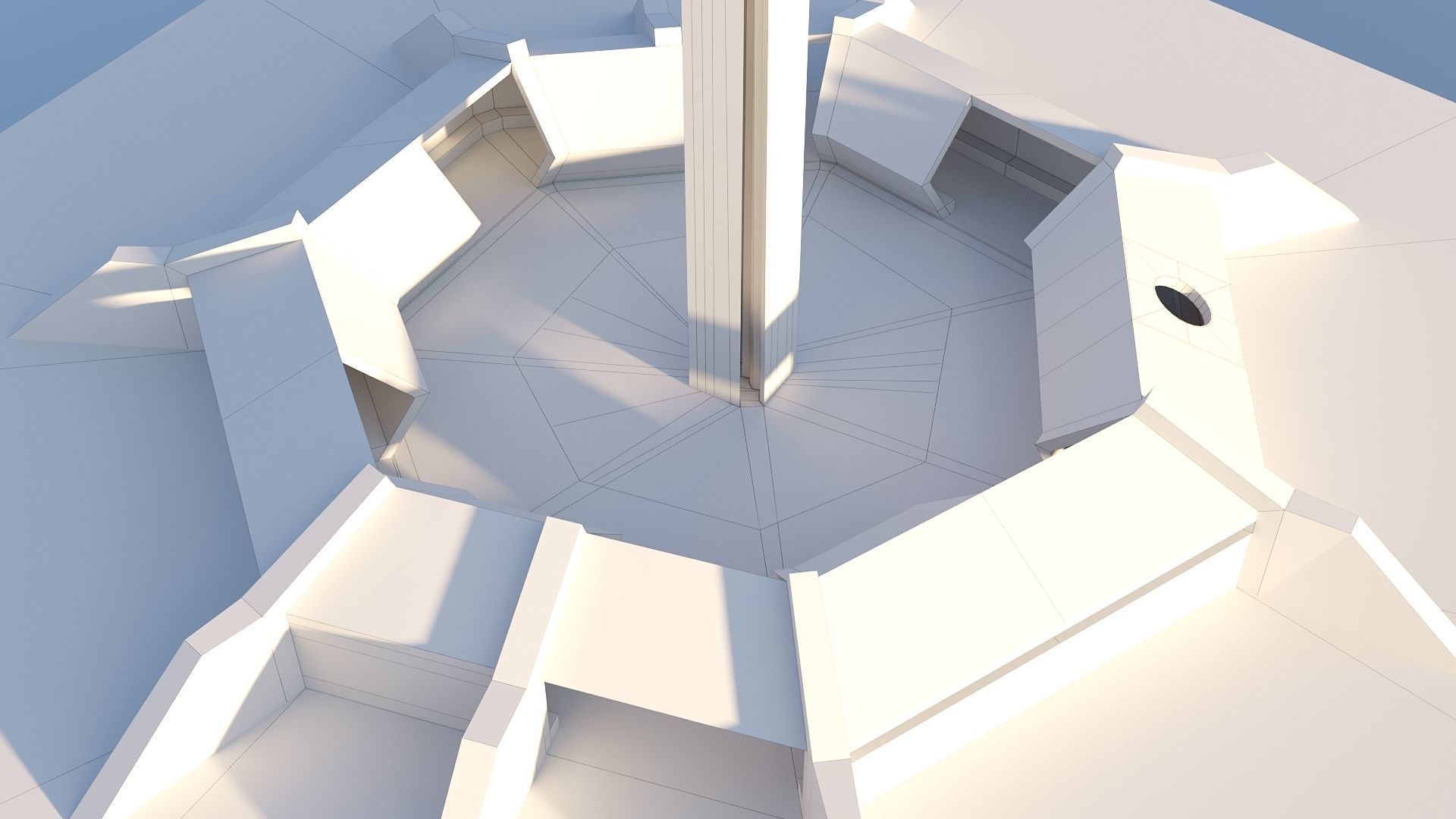 Modern Concrete Resting Area Low-poly 3D model_16