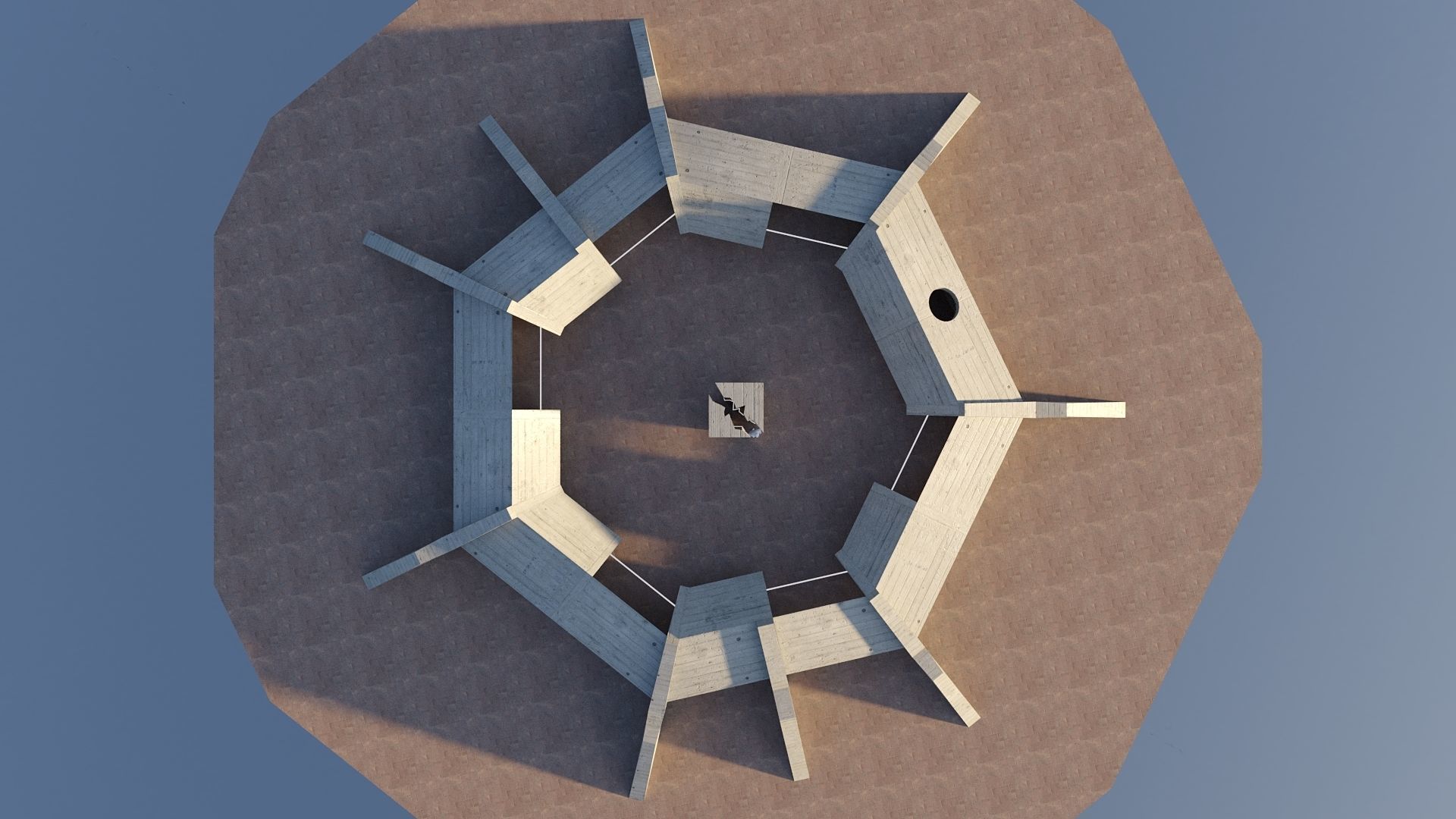 Modern Concrete Resting Area Low-poly 3D model_5