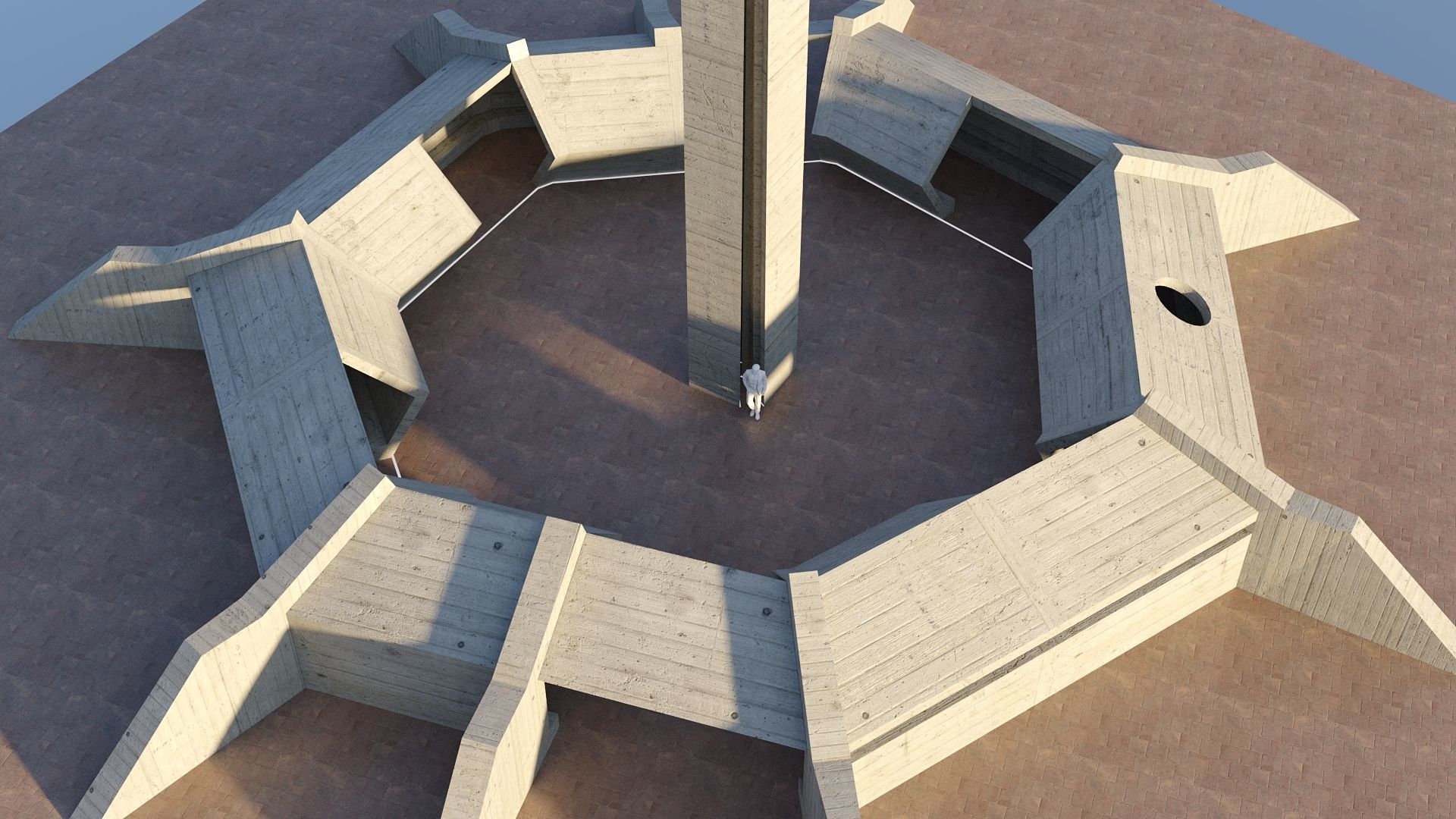 Modern Concrete Resting Area Low-poly 3D model_7