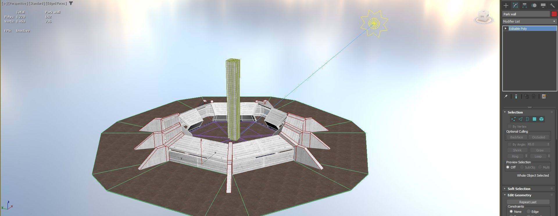 Modern Concrete Resting Area Low-poly 3D model_19