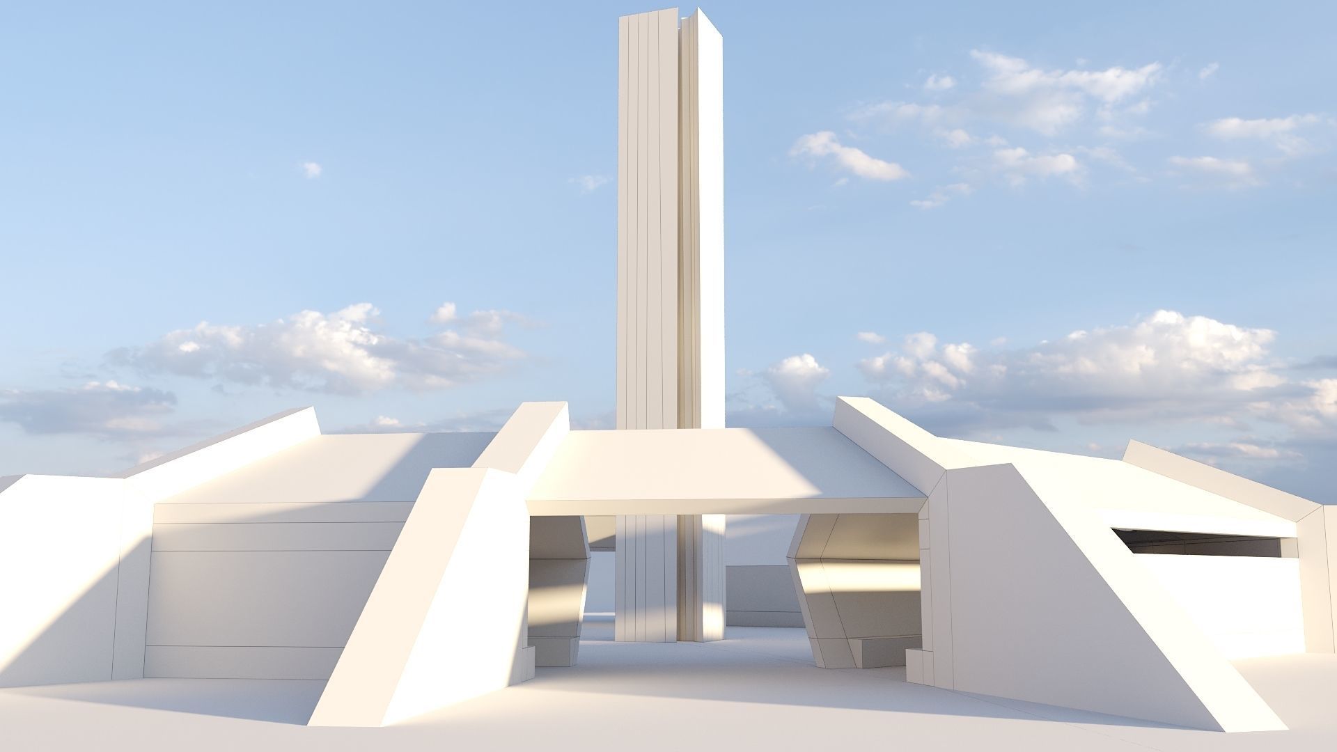 Modern Concrete Resting Area Low-poly 3D model_15