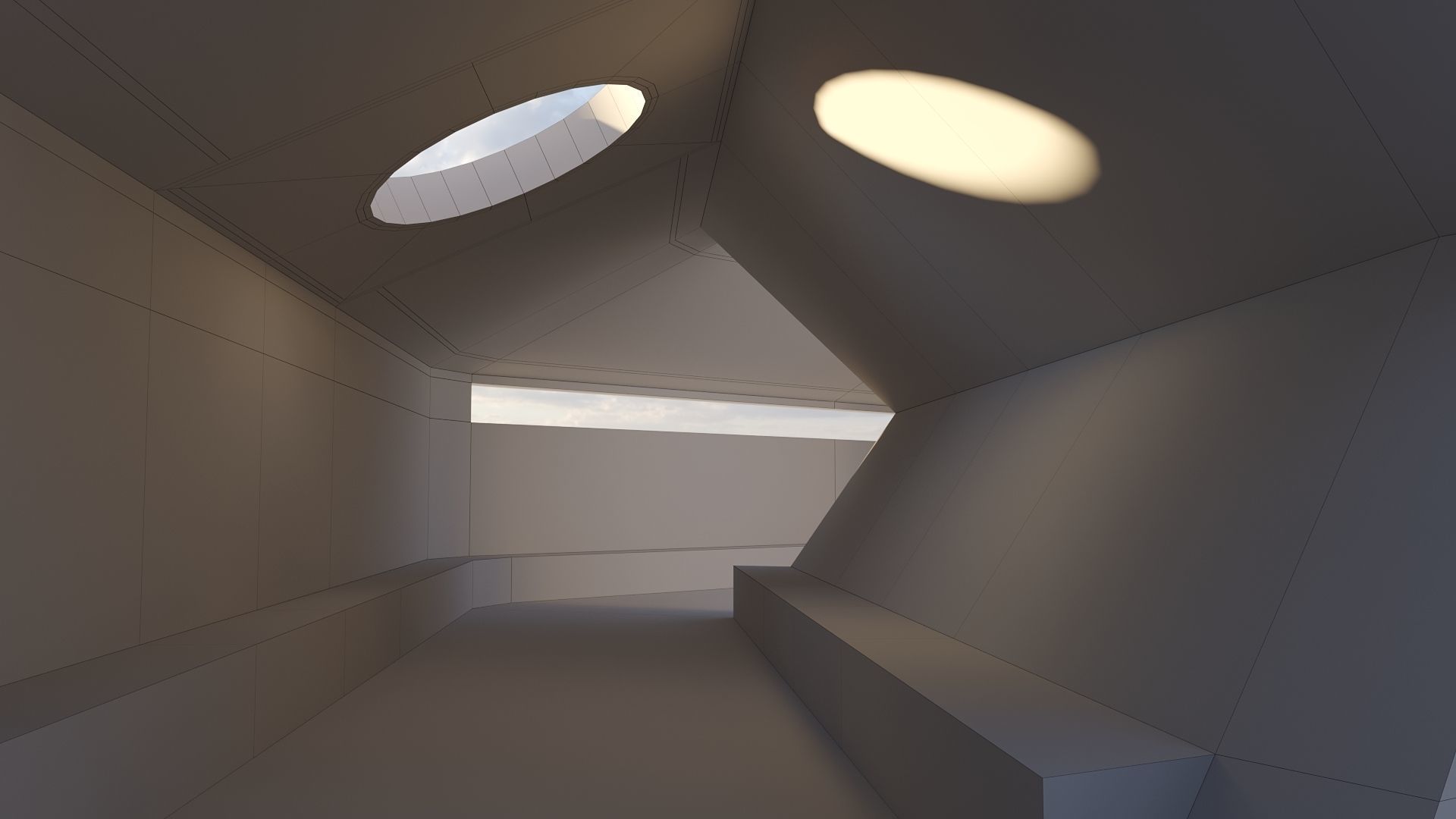 Modern Concrete Resting Area Low-poly 3D model_18