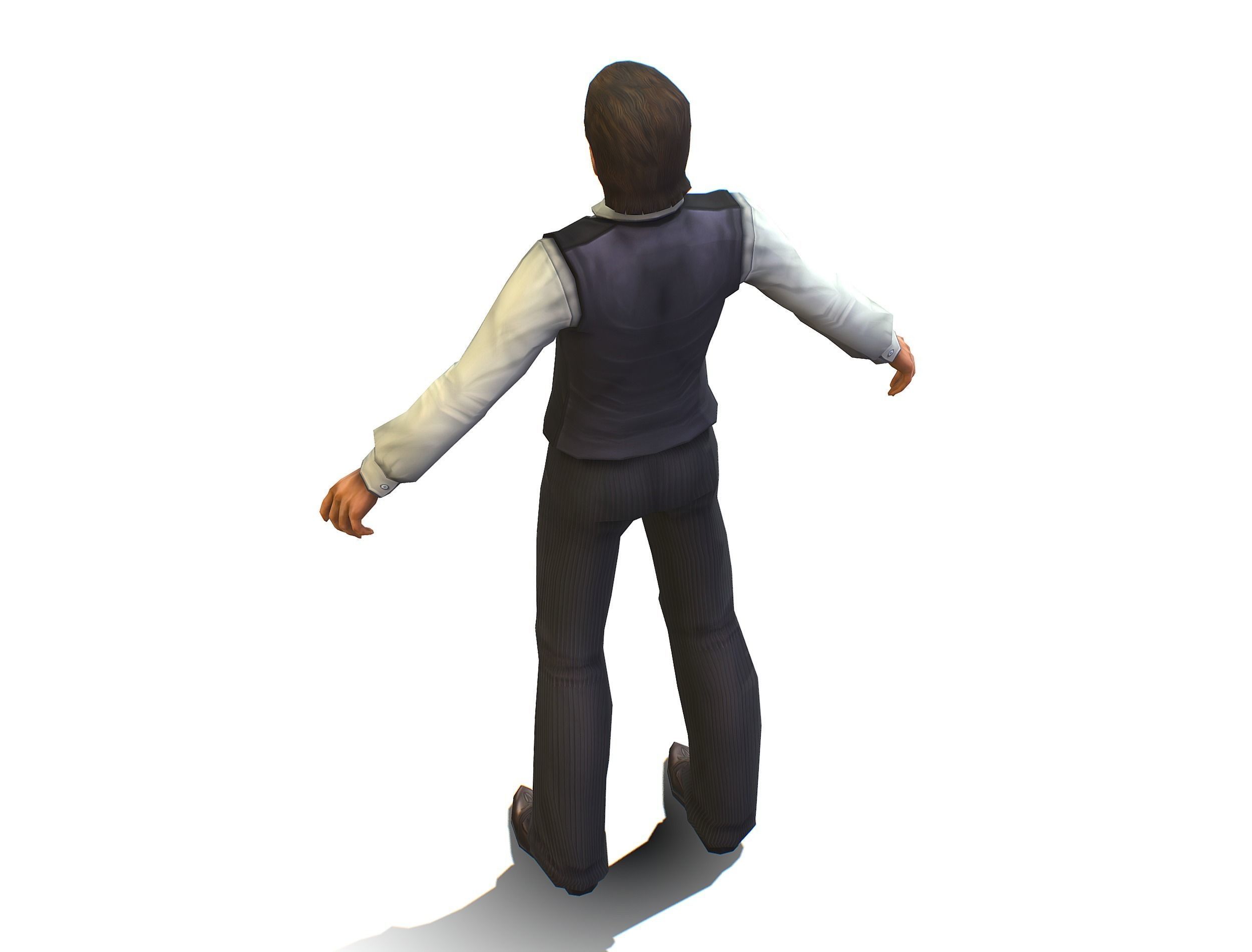 man with a vest trouser and a white shirt Low-poly 3D model_11