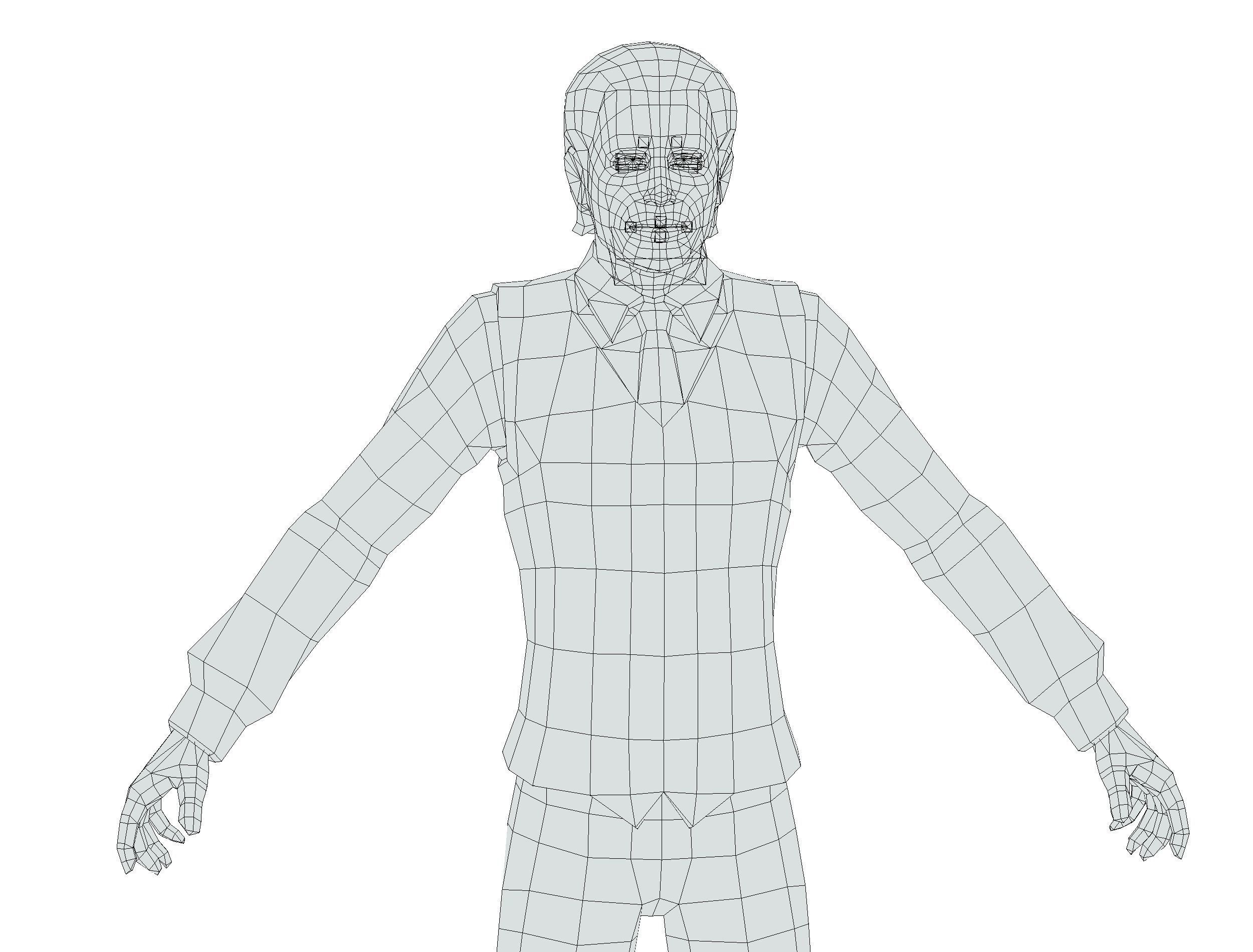 man with a vest trouser and a white shirt Low-poly 3D model_20