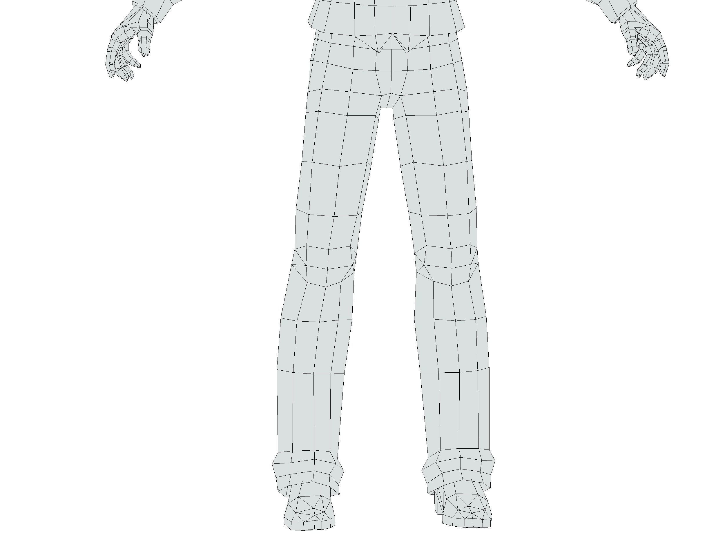 man with a vest trouser and a white shirt Low-poly 3D model_21