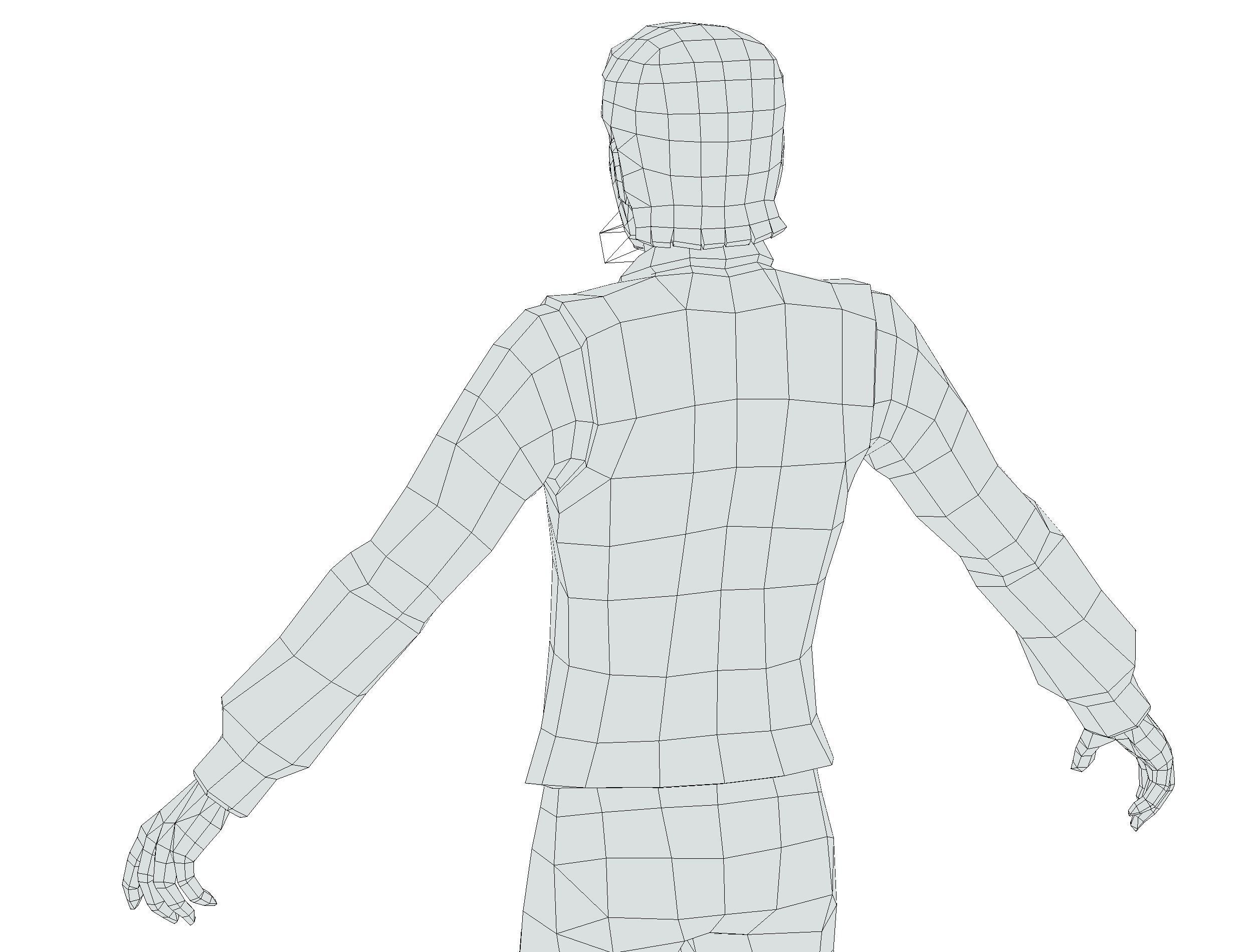 man with a vest trouser and a white shirt Low-poly 3D model_22