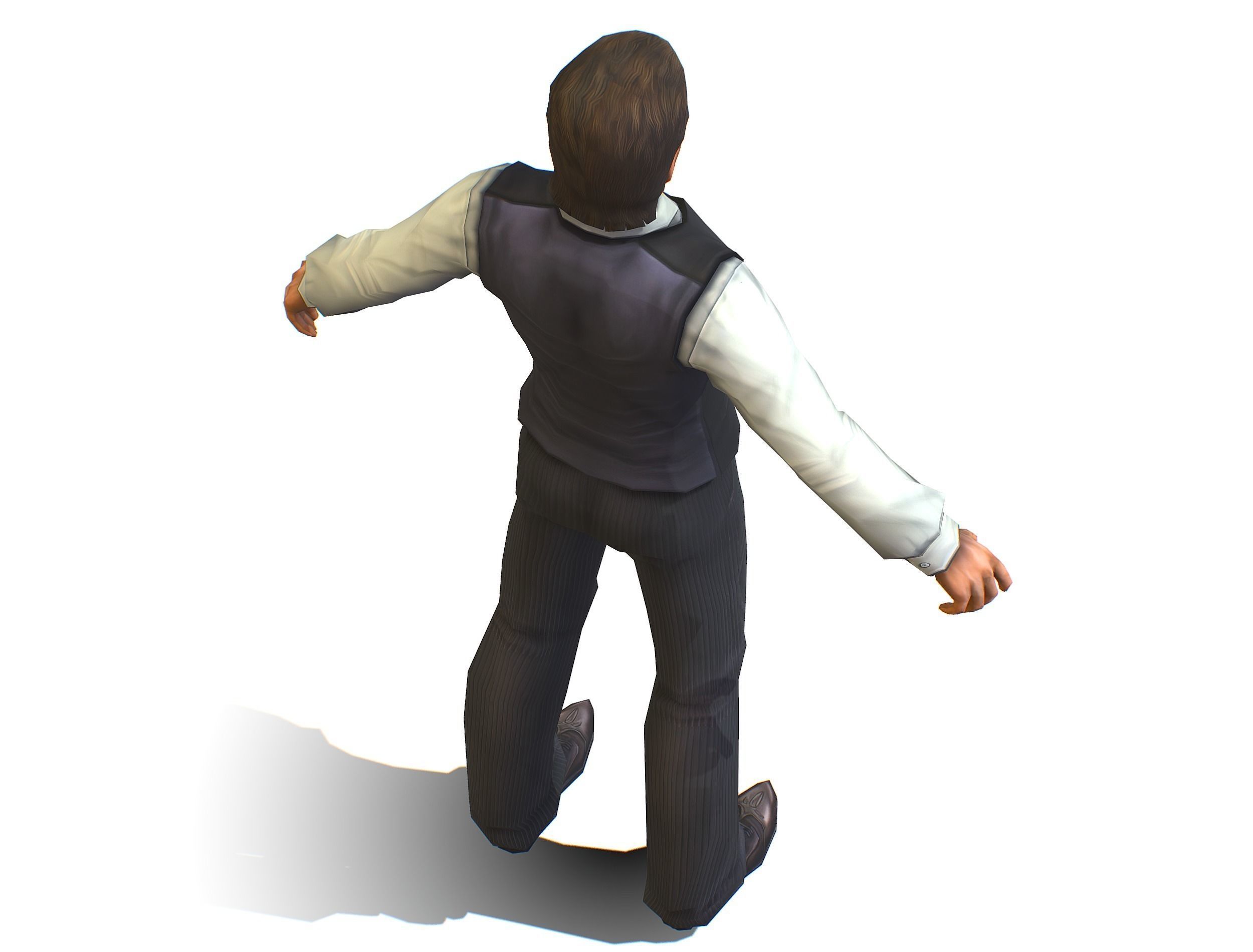 man with a vest trouser and a white shirt Low-poly 3D model_13