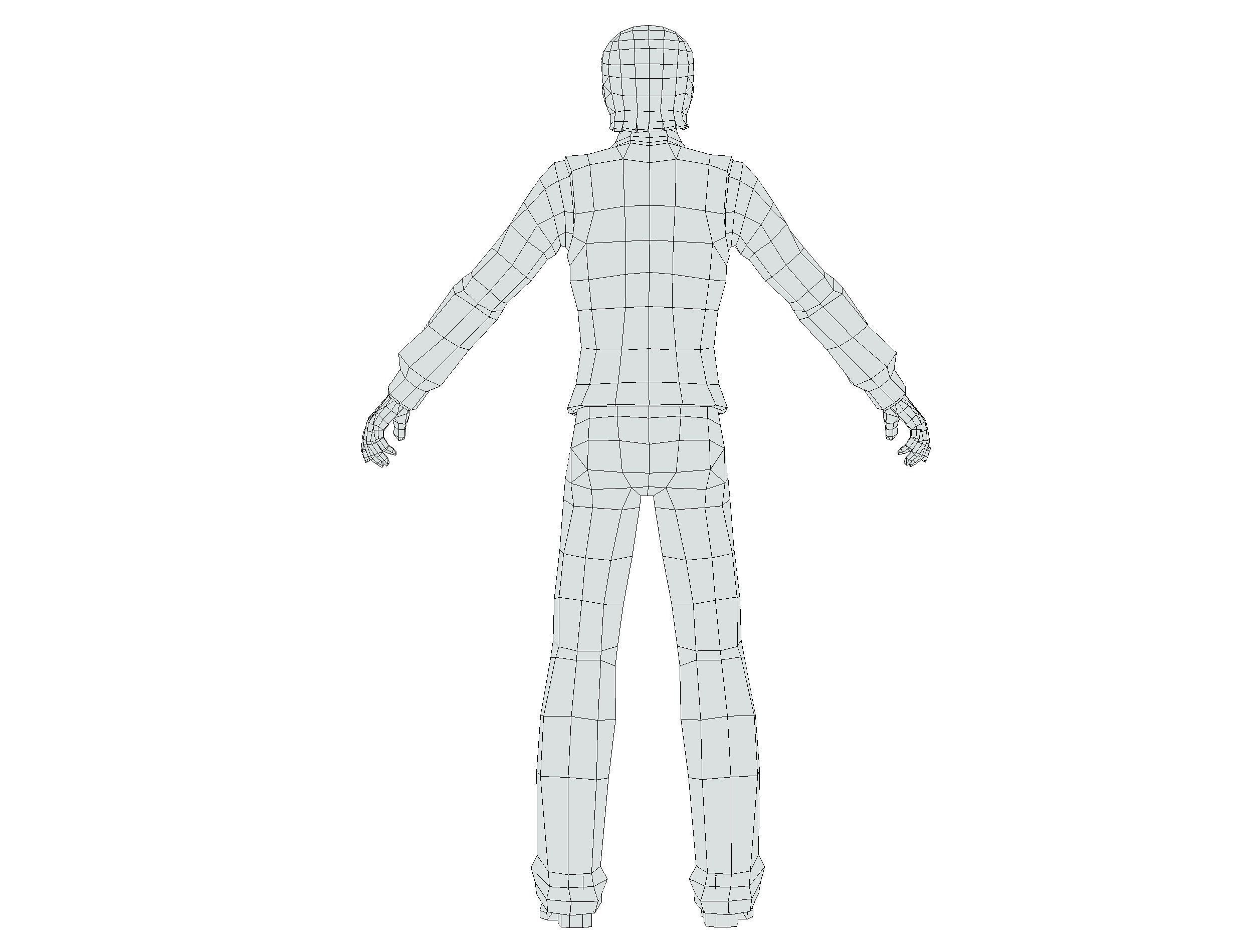 man with a vest trouser and a white shirt Low-poly 3D model_19