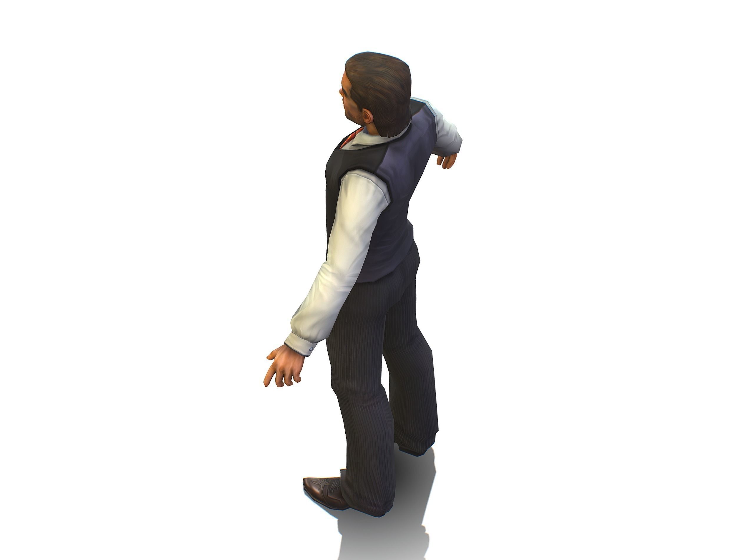 man with a vest trouser and a white shirt Low-poly 3D model_15