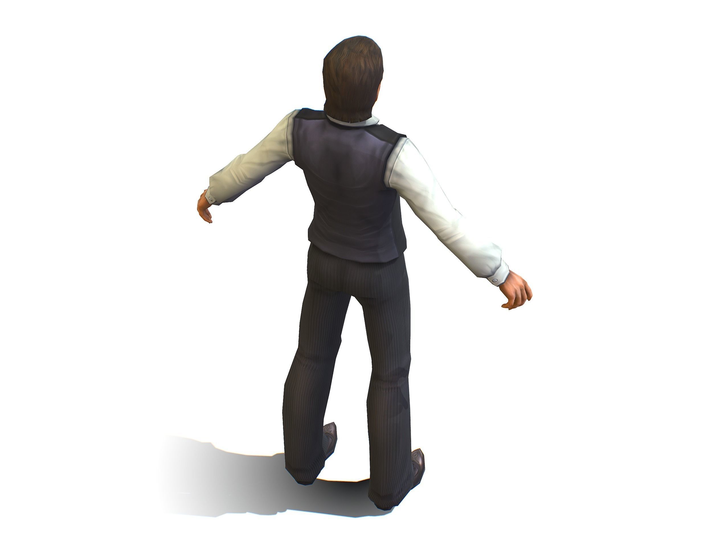 man with a vest trouser and a white shirt Low-poly 3D model_12