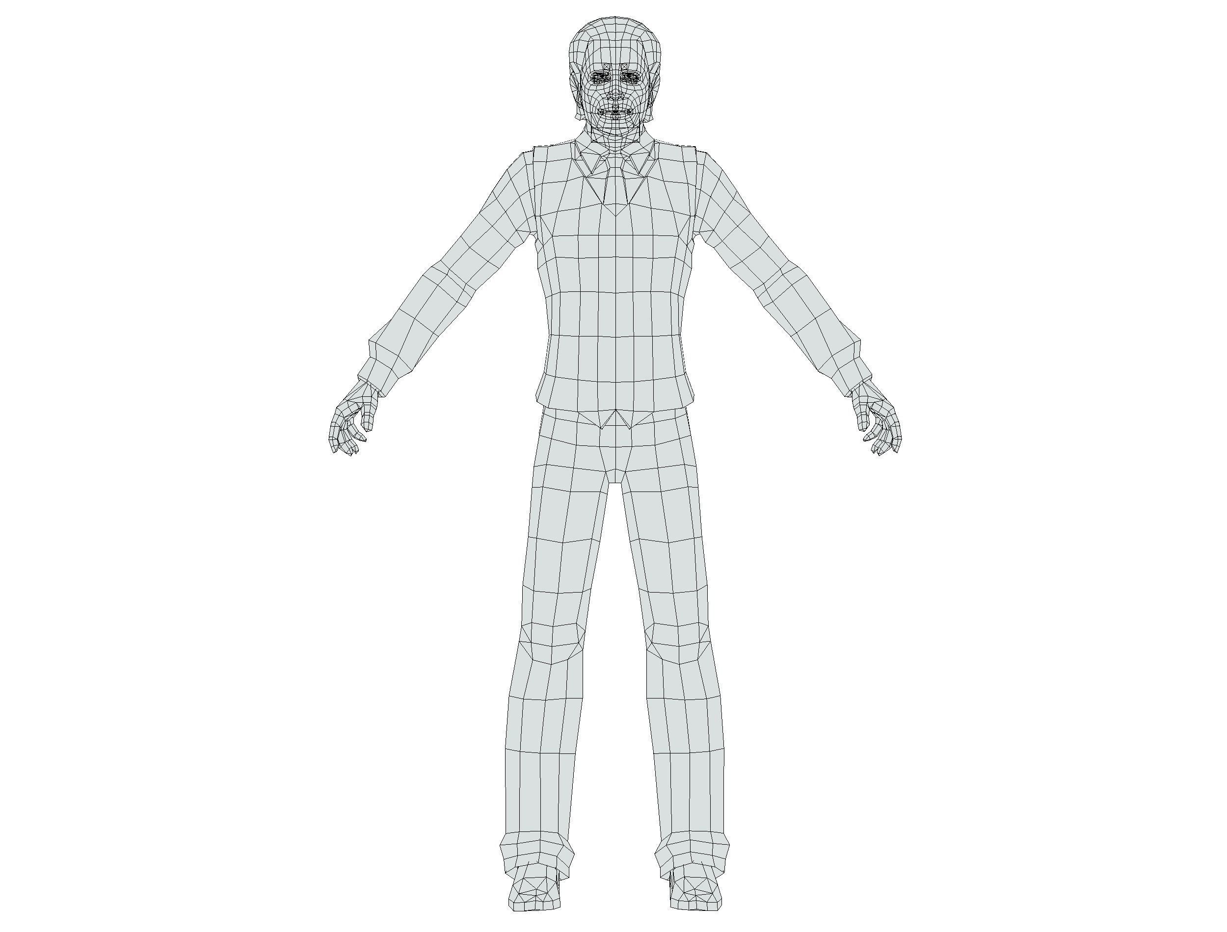 man with a vest trouser and a white shirt Low-poly 3D model_17
