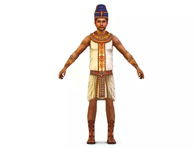 a Young Man Dressed as an Egyptian Pharaoh Low-poly 3D model