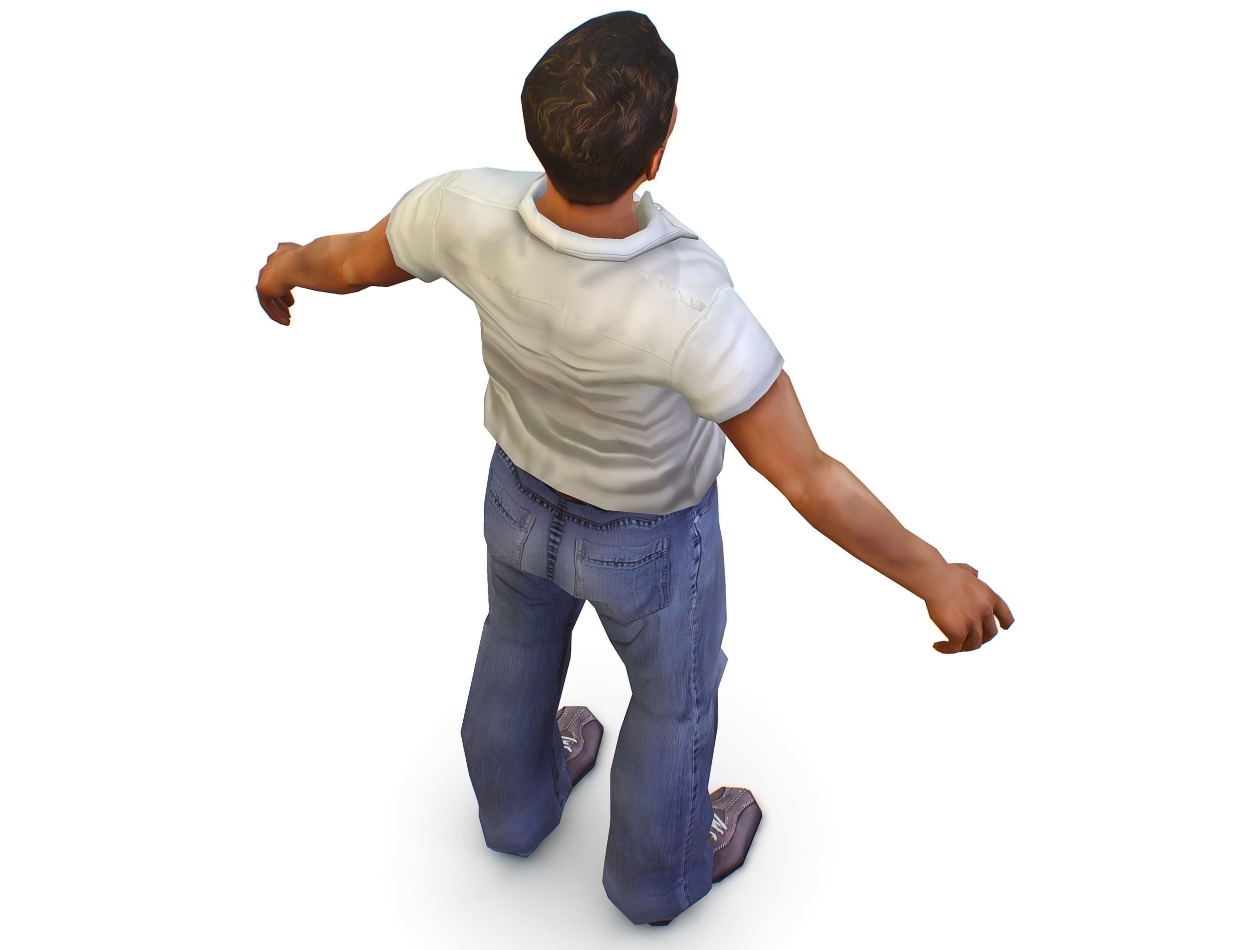 man in jeans and a white shirt Low-poly 3D model_12