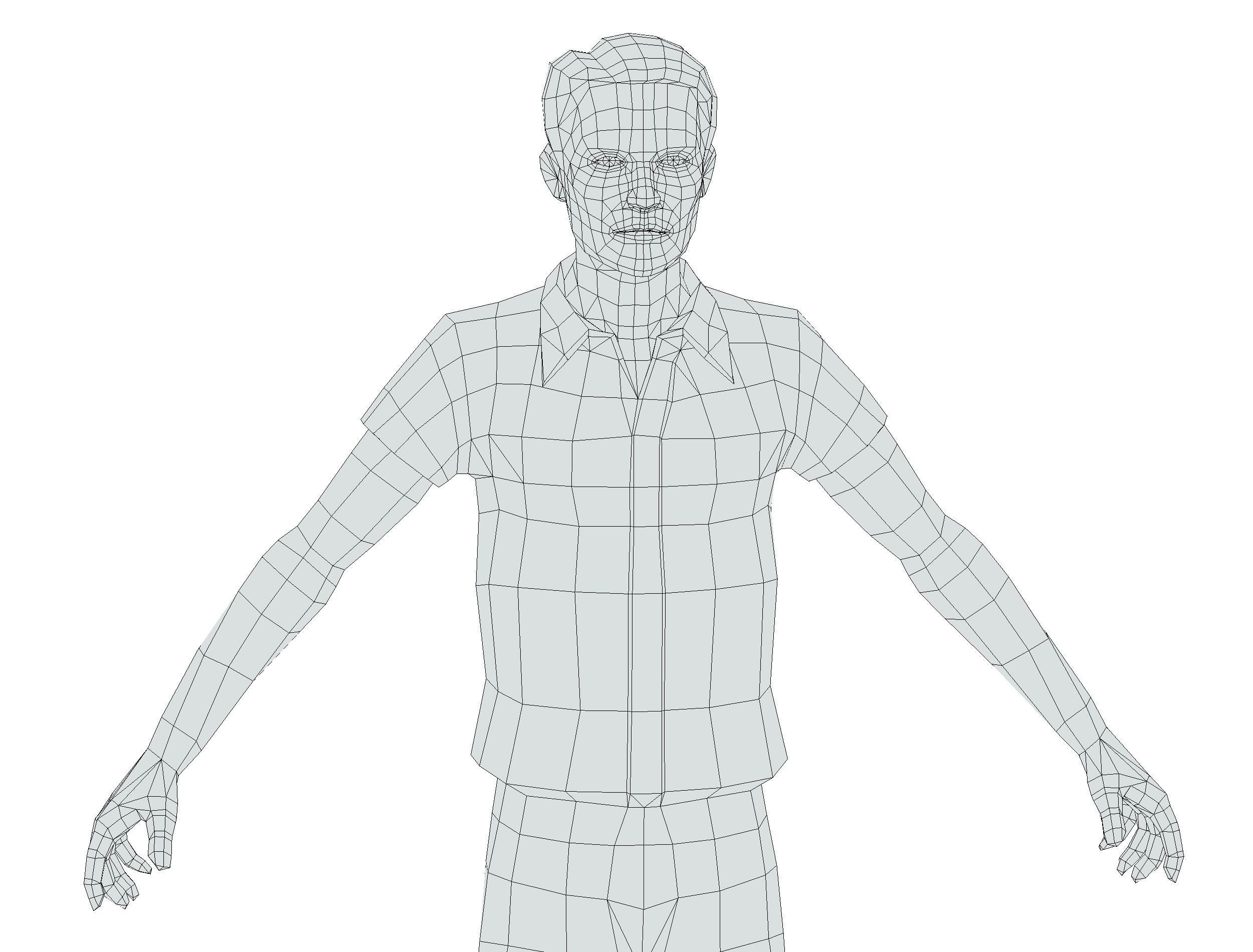 man in jeans and a white shirt Low-poly 3D model_23