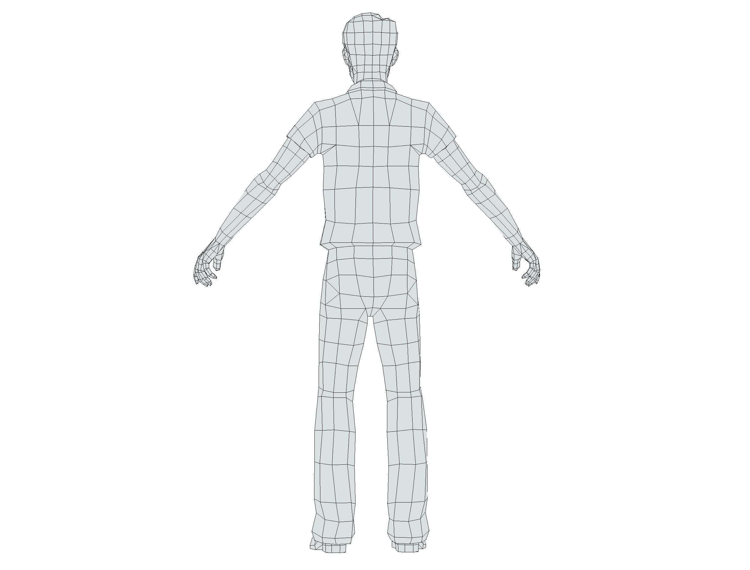 man in jeans and a white shirt Low-poly 3D model_19
