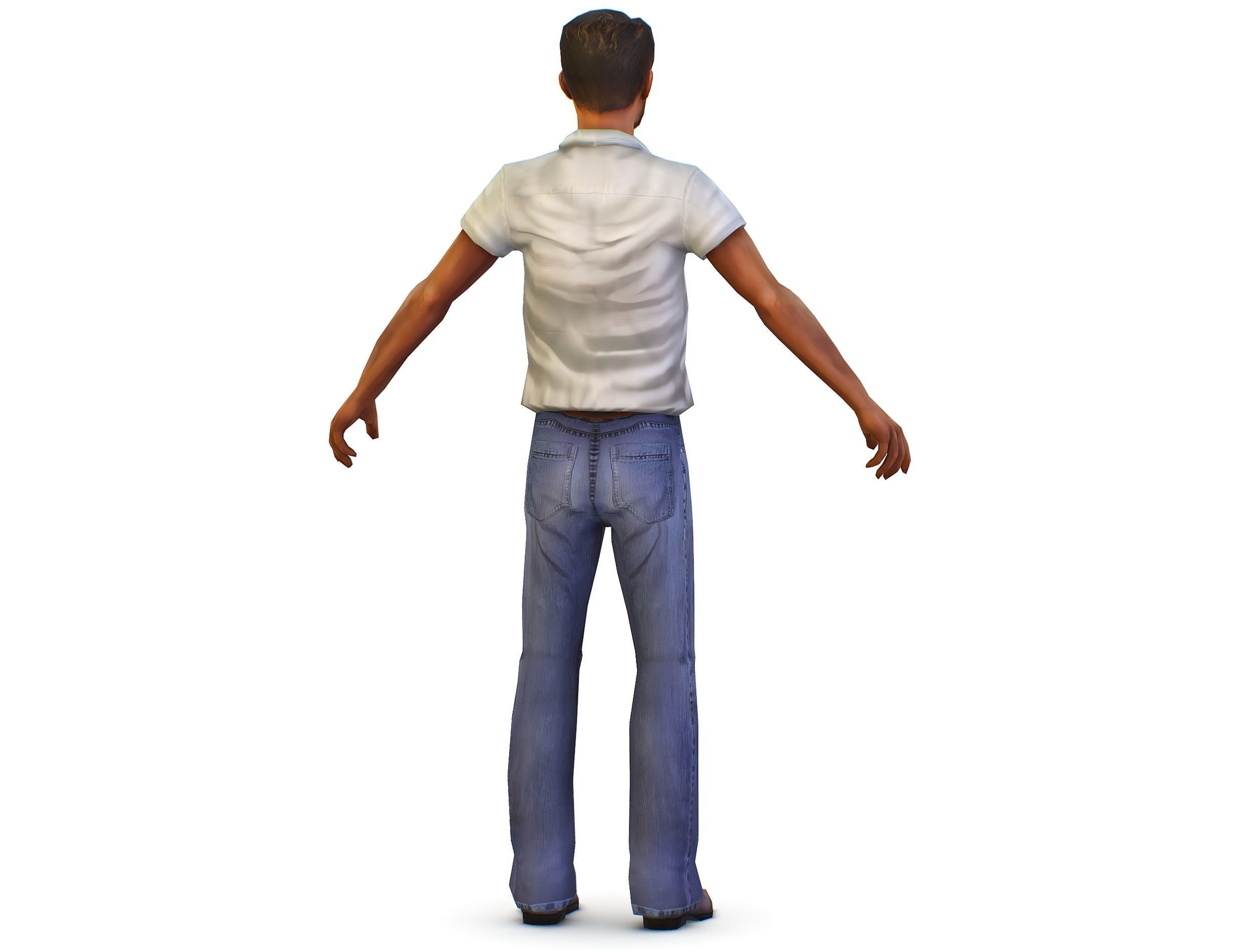 man in jeans and a white shirt Low-poly 3D model_4