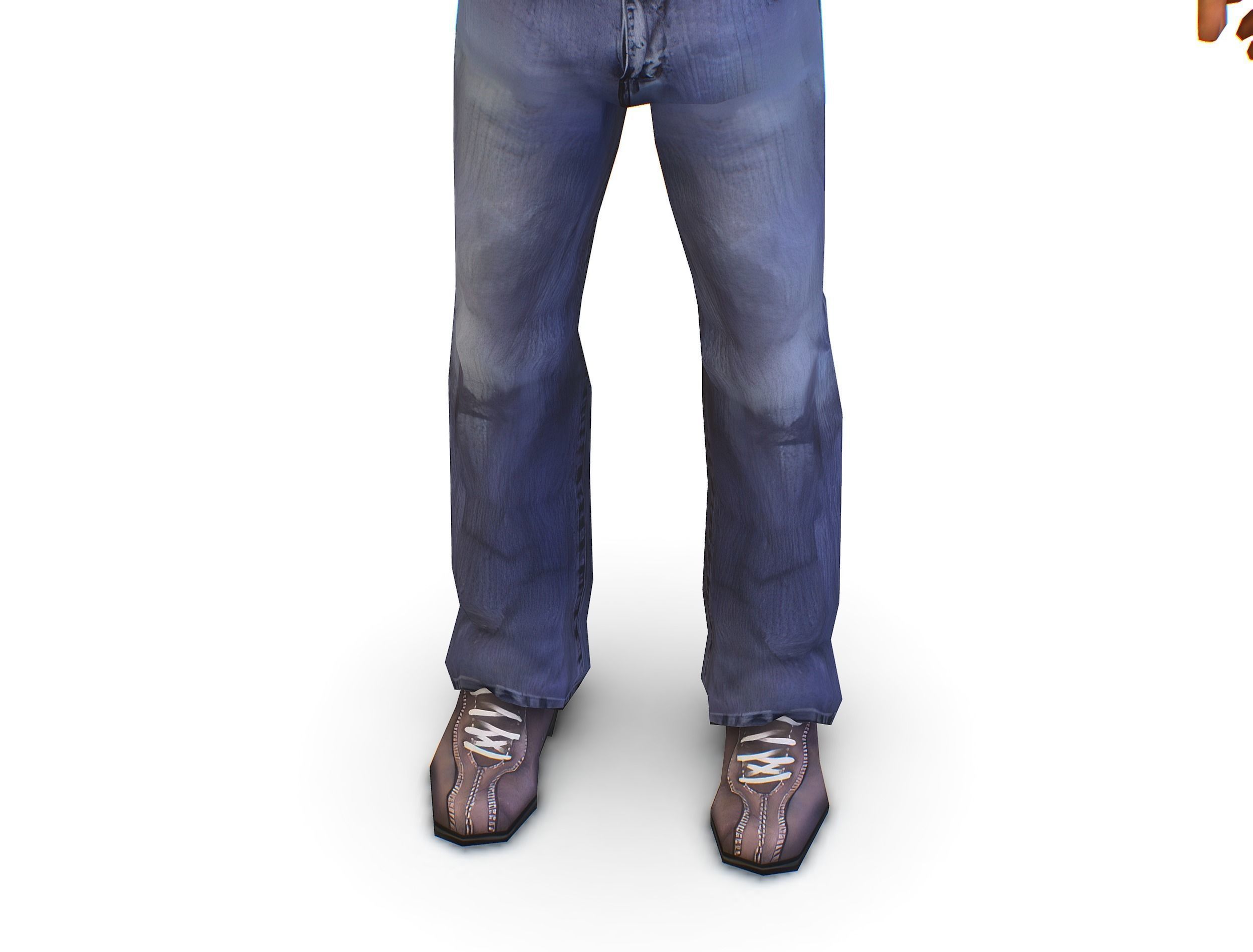 man in jeans and a white shirt Low-poly 3D model_17