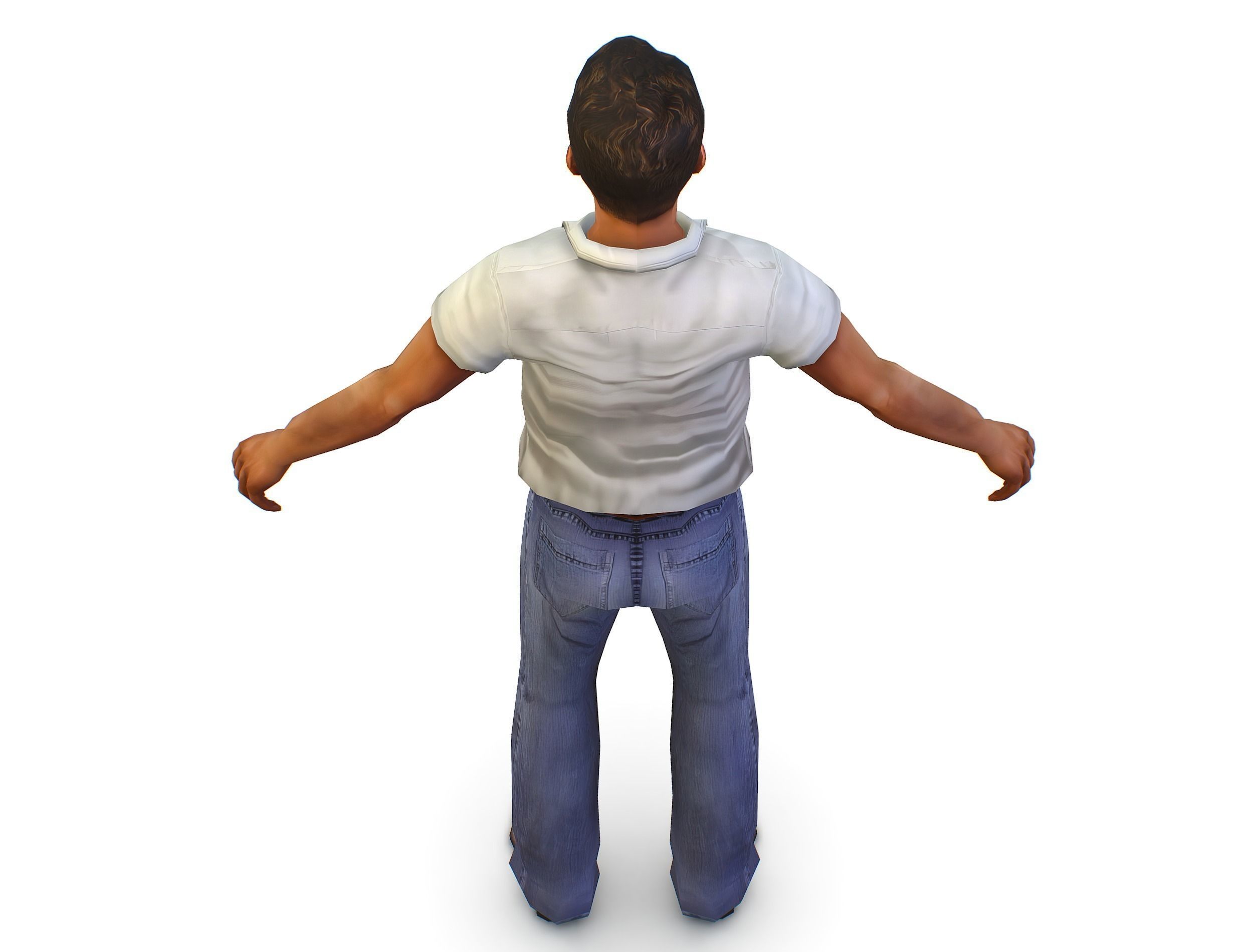 man in jeans and a white shirt Low-poly 3D model_11