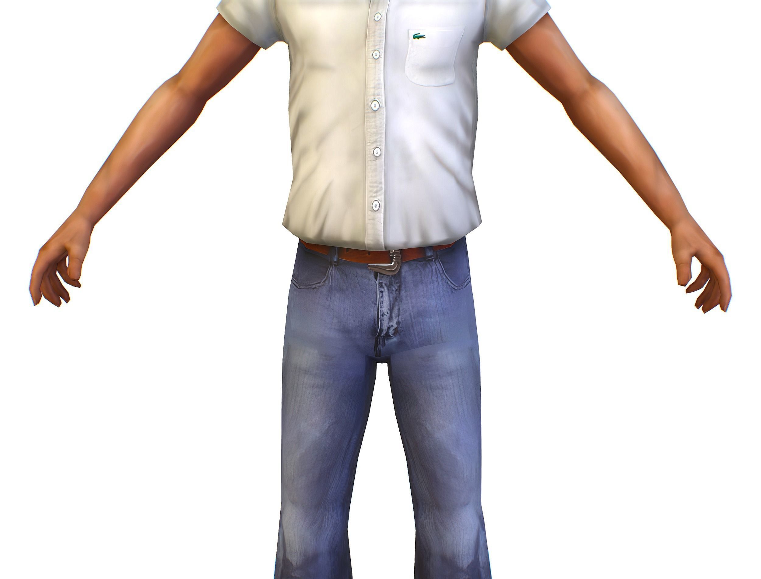 man in jeans and a white shirt Low-poly 3D model_14