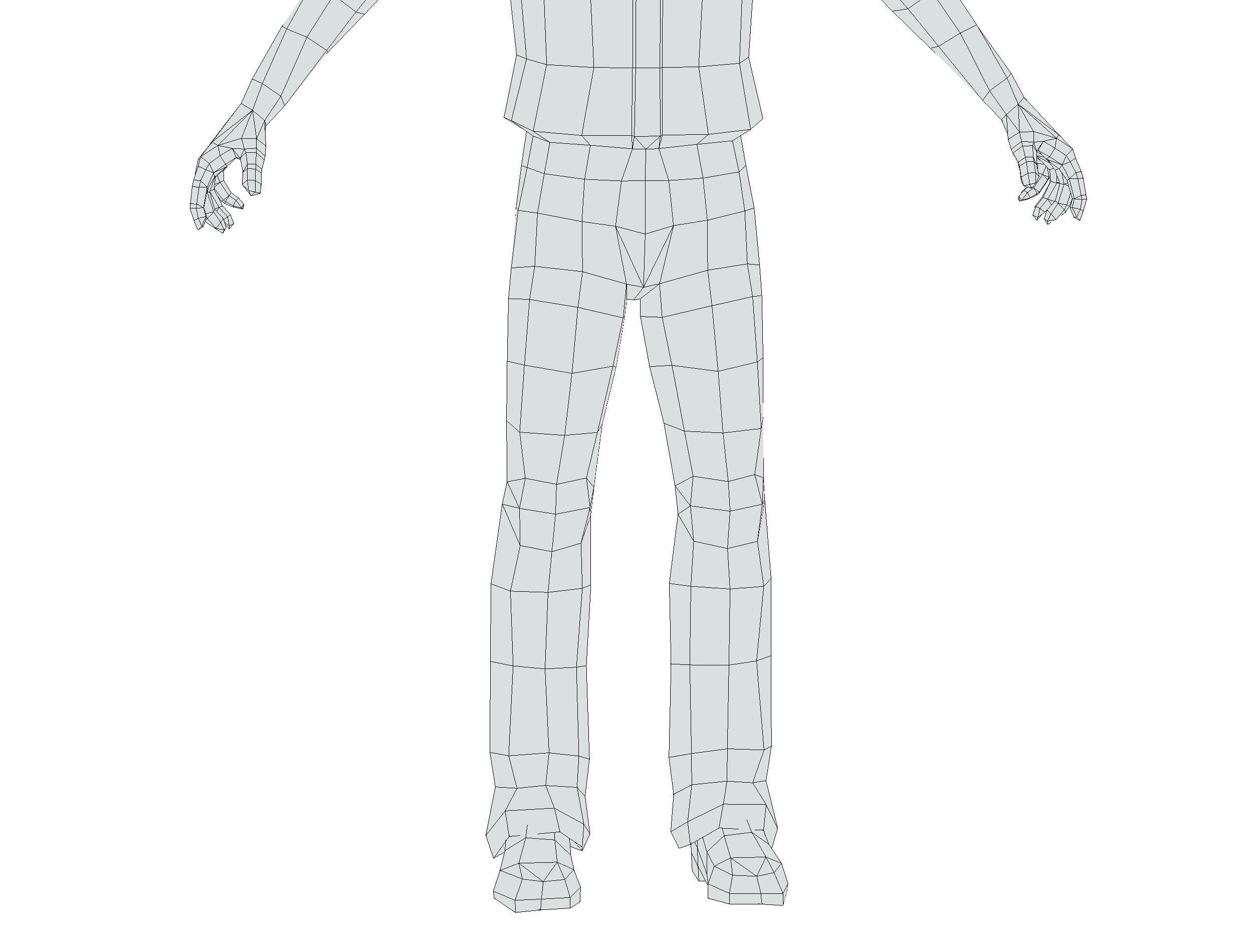 man in jeans and a white shirt Low-poly 3D model_20