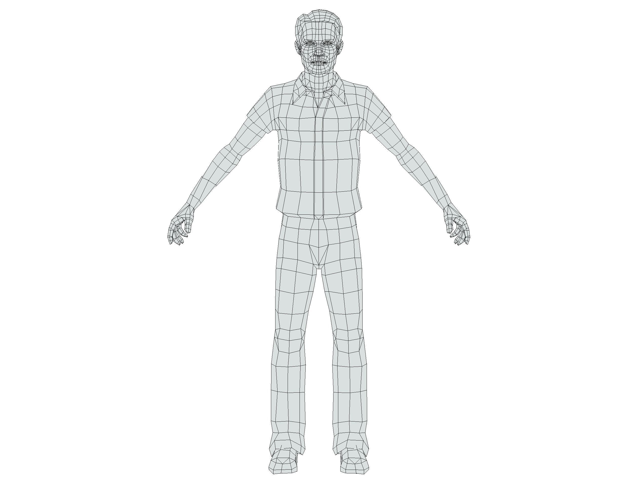 man in jeans and a white shirt Low-poly 3D model_18