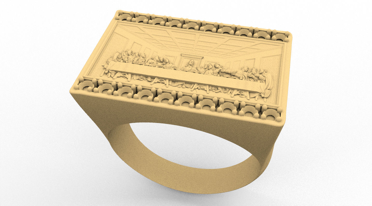 The last supper ring anillo de la ultim cena 3D model 3D printable