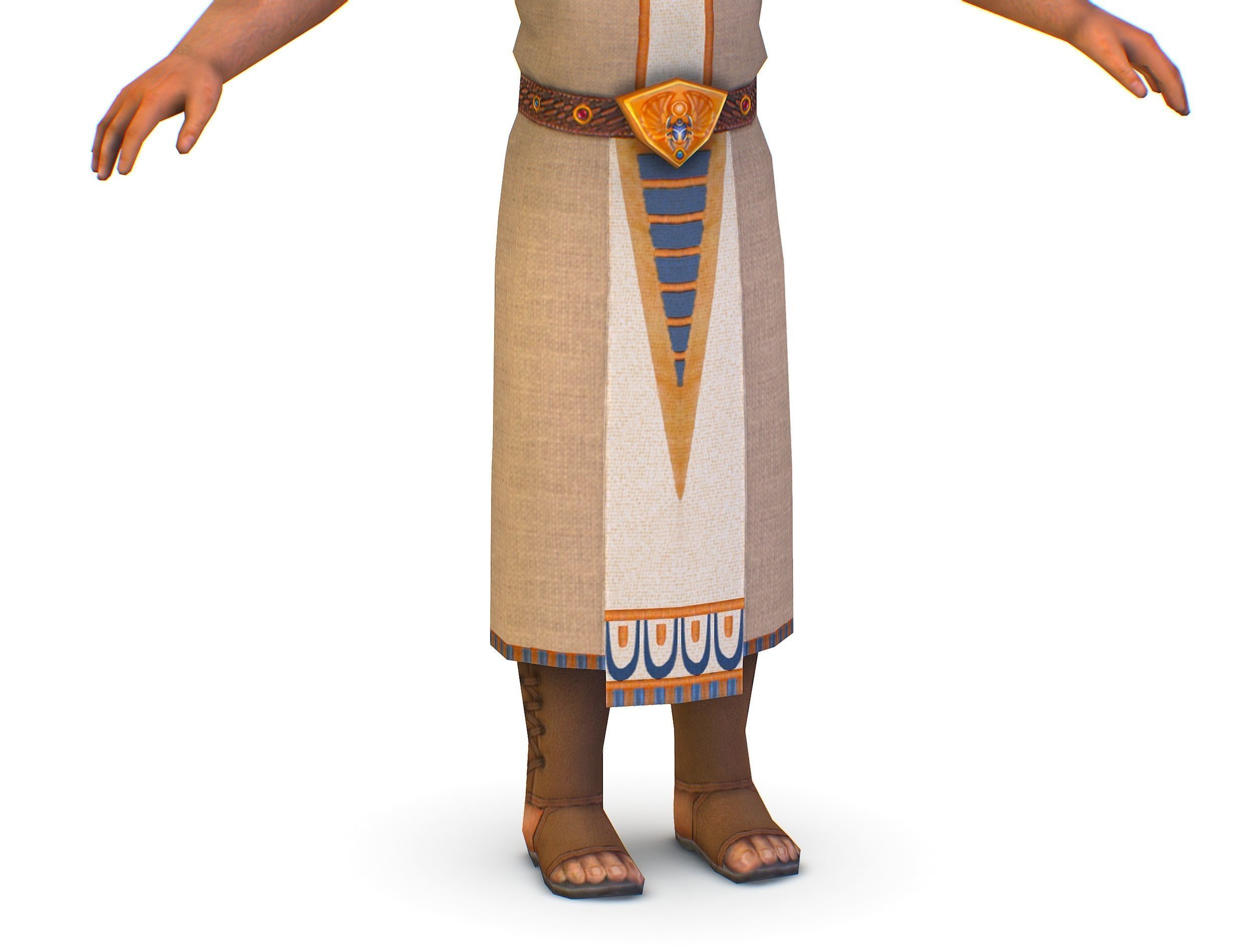 Man Dressed as an Egyptian Pharaoh Low-poly 3D model_8