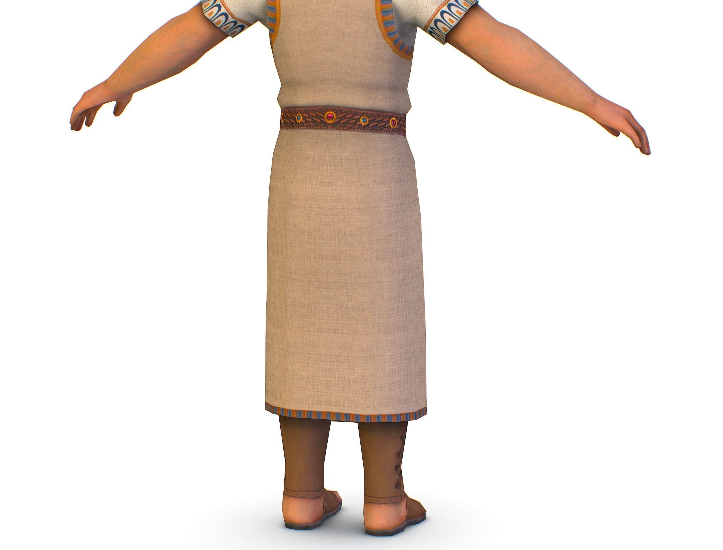 Man Dressed as an Egyptian Pharaoh Low-poly 3D model_10
